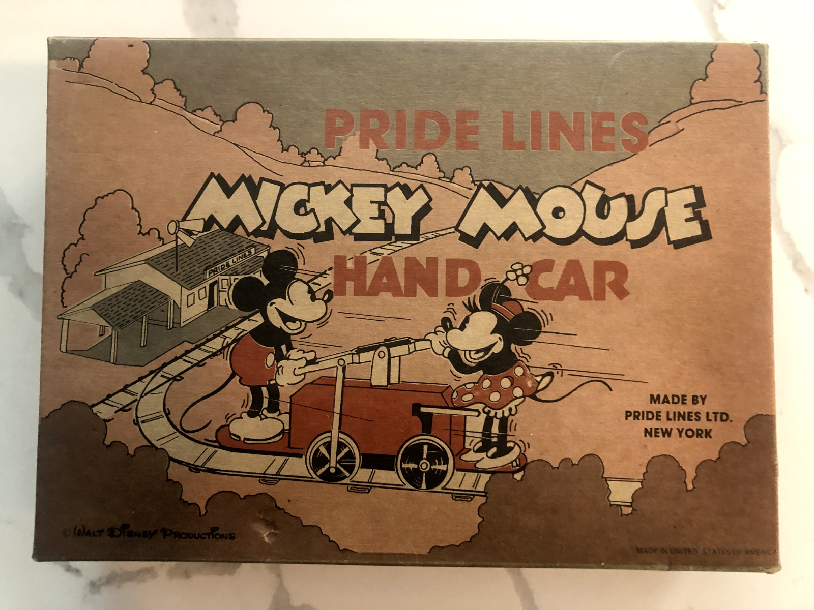 Vintage O-gauge Pride Lines Disney Mickey Mouse Hand Car w/ Box Track - NEW