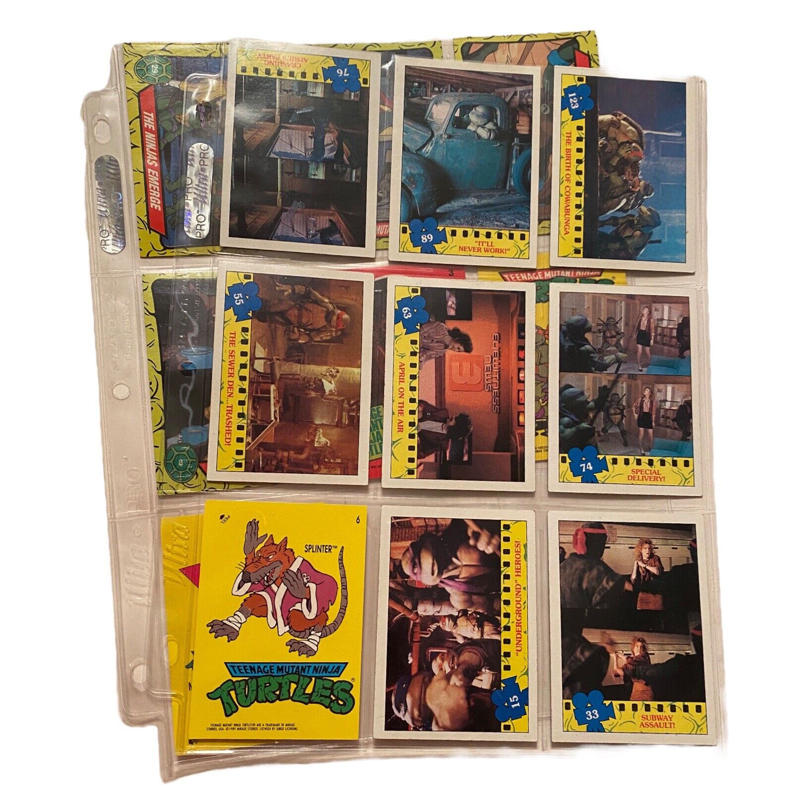 Lot Of 16 1989 Topps Teenage Mutant Ninja Turtles TMNT Cards & Stickers W Sheets