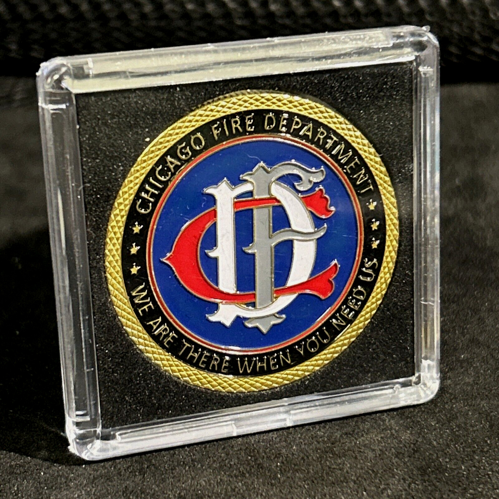CHICAGO FIRE DEPARTMENT GOLD FINISH Challenge Coin W Case Brand New