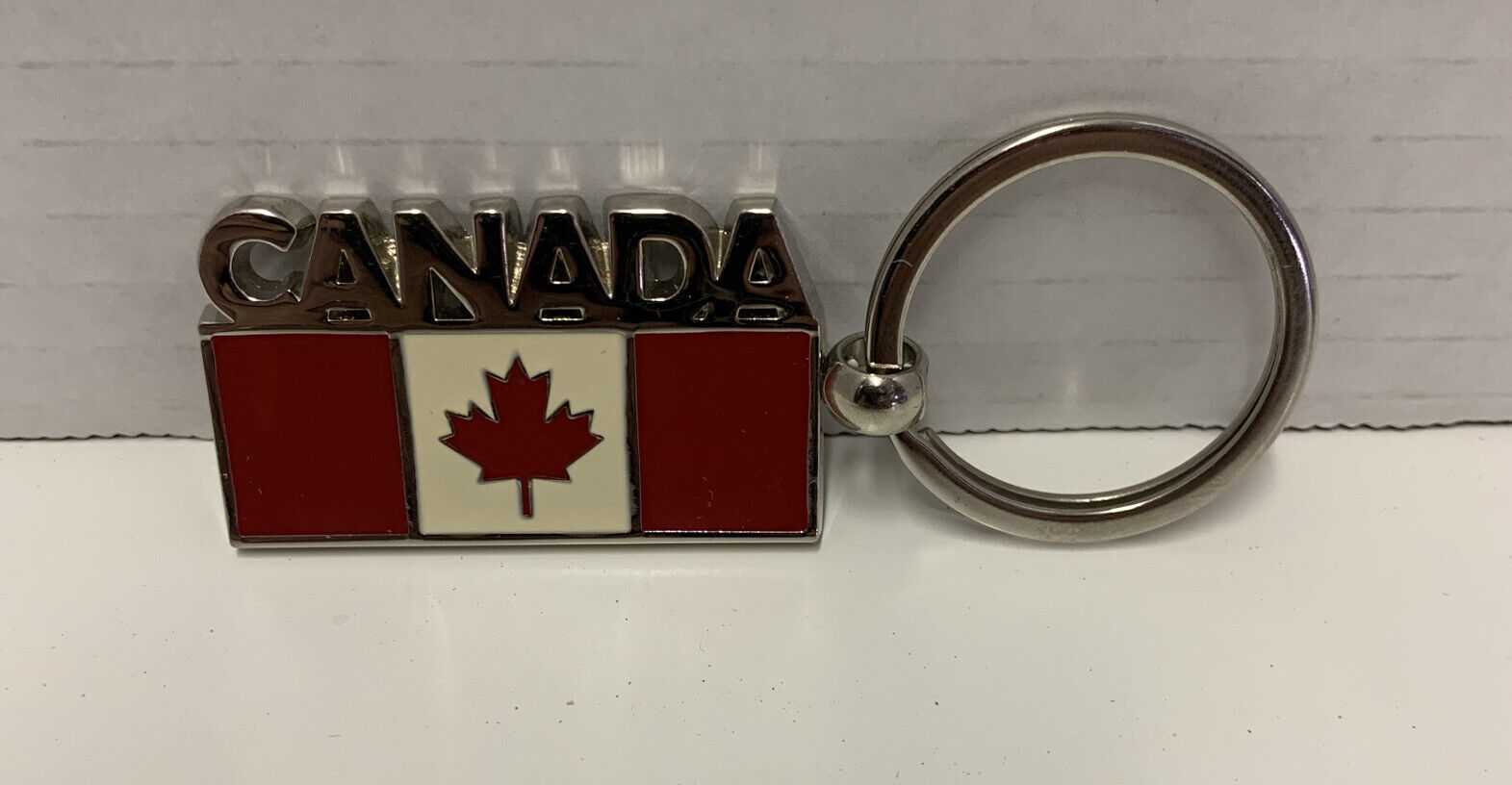 CANADA Flag Metal Chrome Keychain 