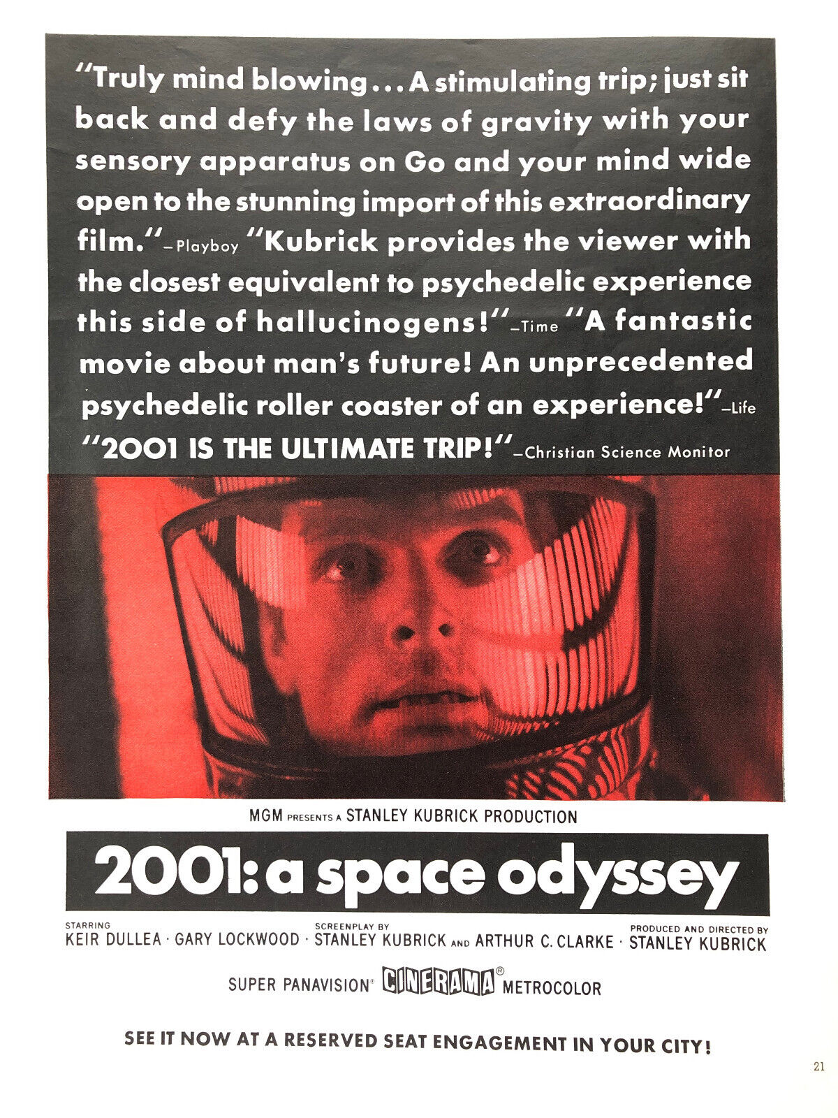 Vintage 1968 2001: a space odyssey movie film original color ad