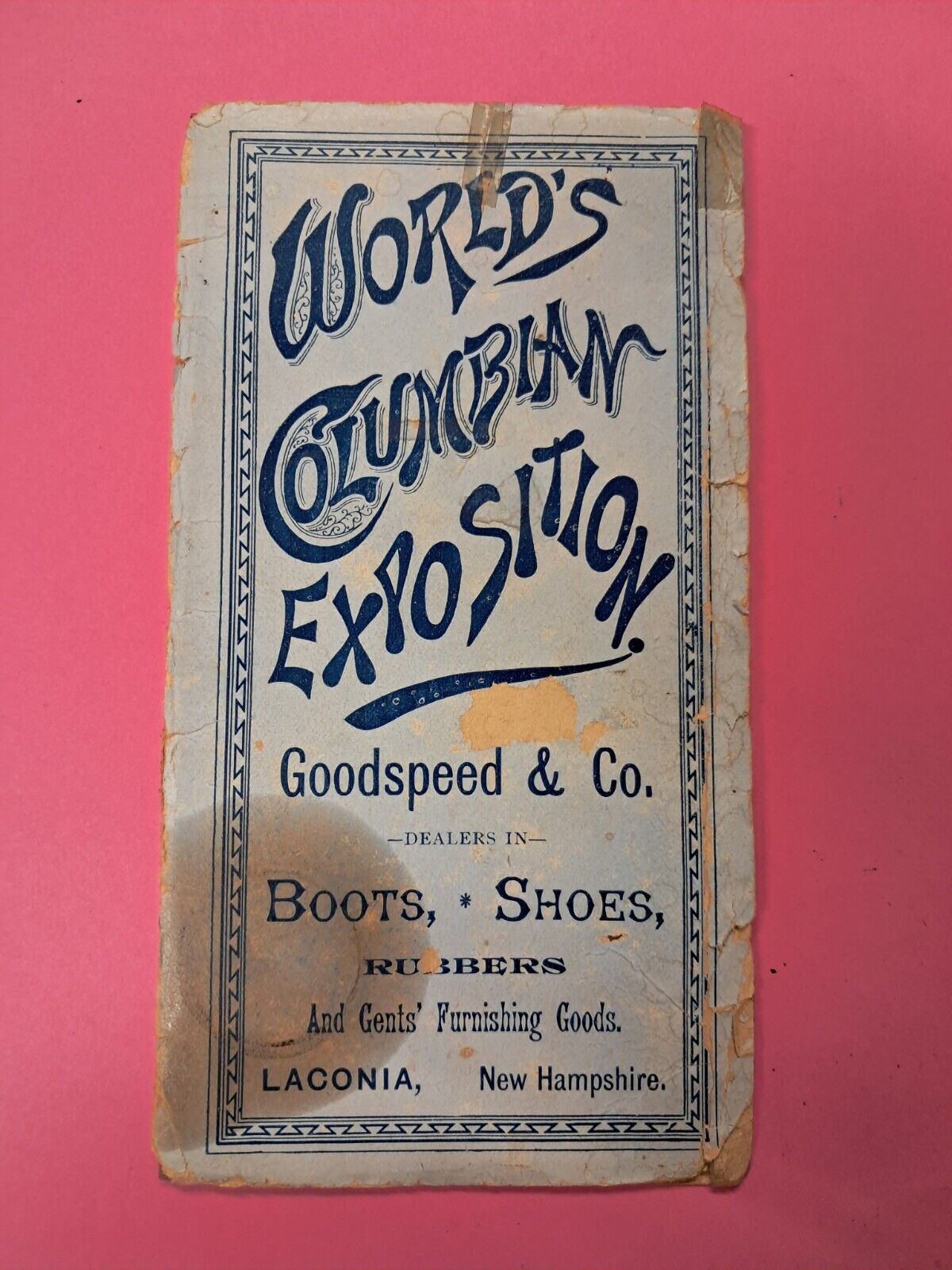 1893 Goodspeed & Co Boots & Shoes Laconia N.H. Worlds Columbian Exposition