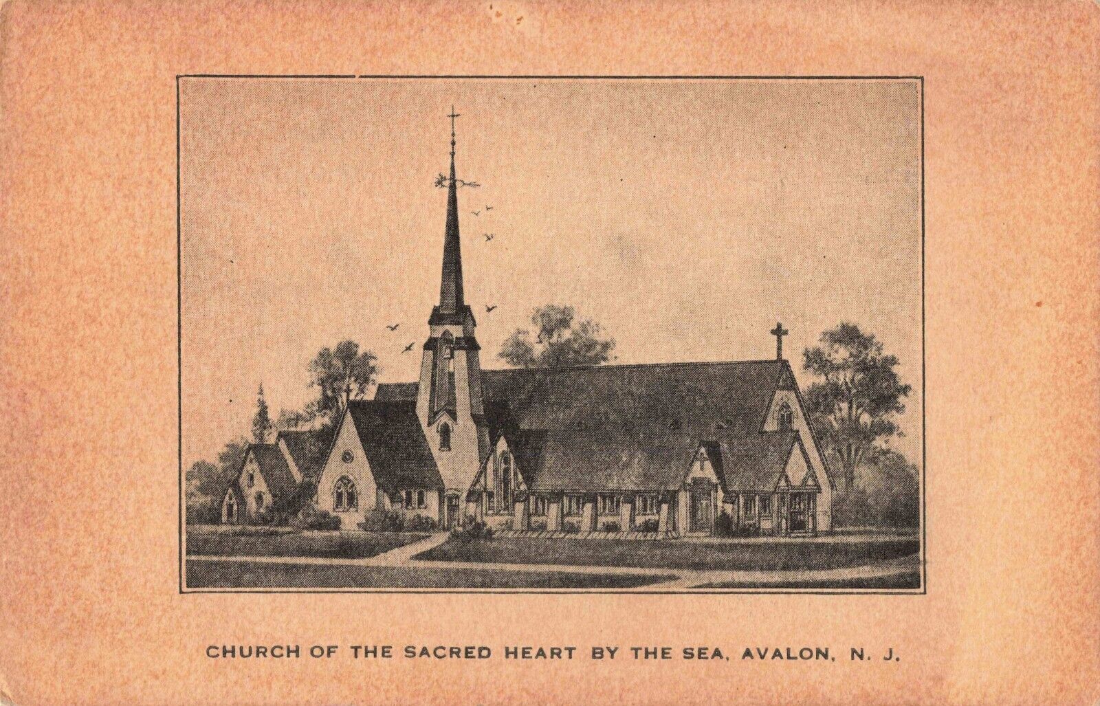 Church of the Sacred Heart by the Sea Avalon New Jersey NJ c1915 Postcard