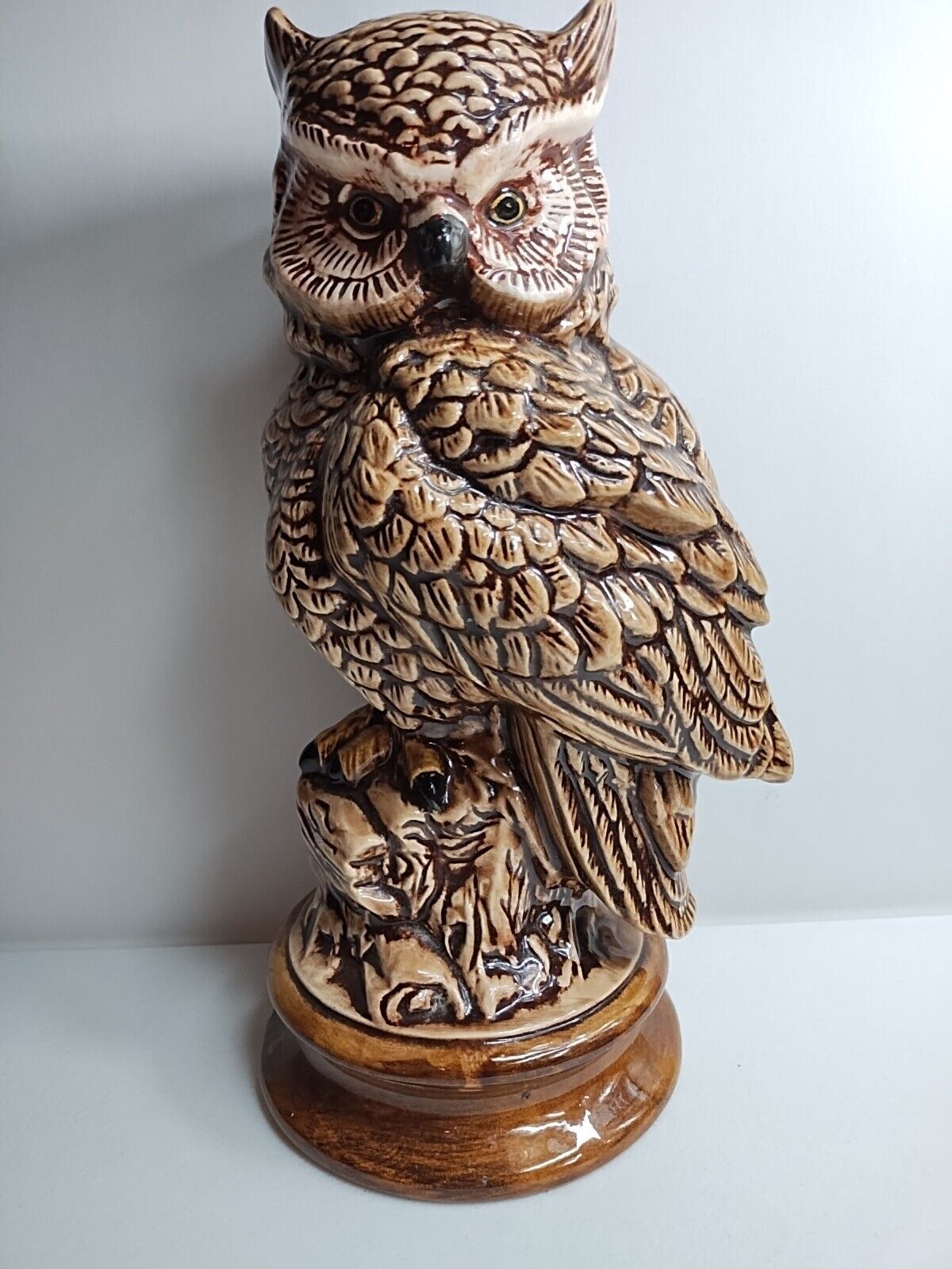 Ceramic Owl Vintage BYRON MOLD B4 Great Horned Figurine 11.5” x 5” Antique Vtg