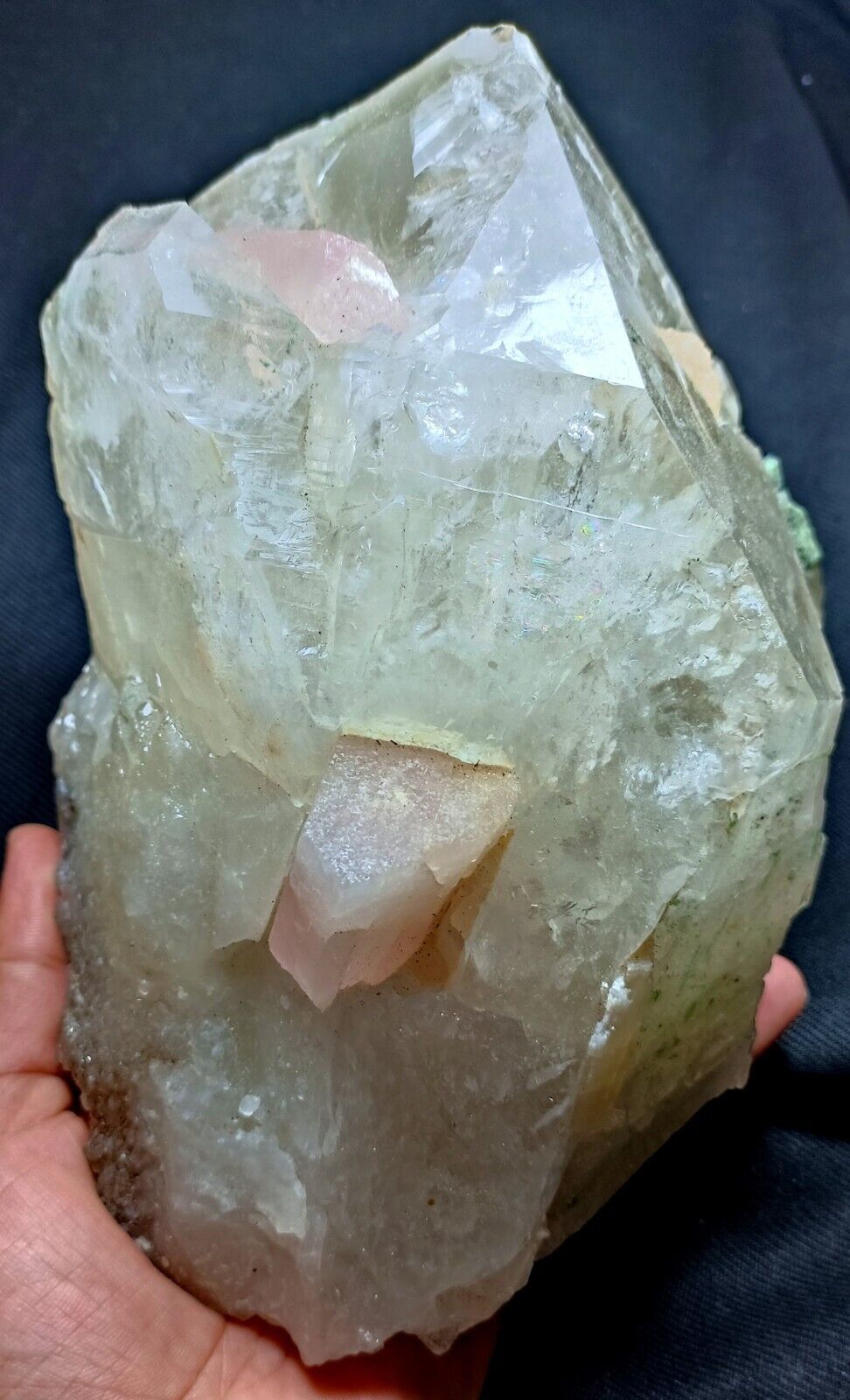 Huge size Smoky Quartz Combine with two Pink Kunzite Crystals & Green Tourmaline