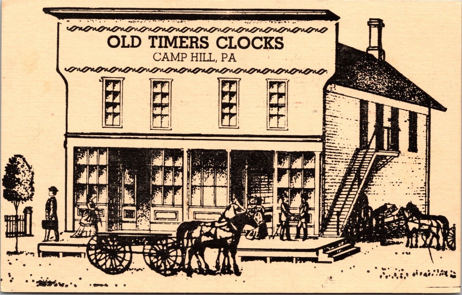 Old Timers Clocks Camp Hill Pennsylvania Postcard E7