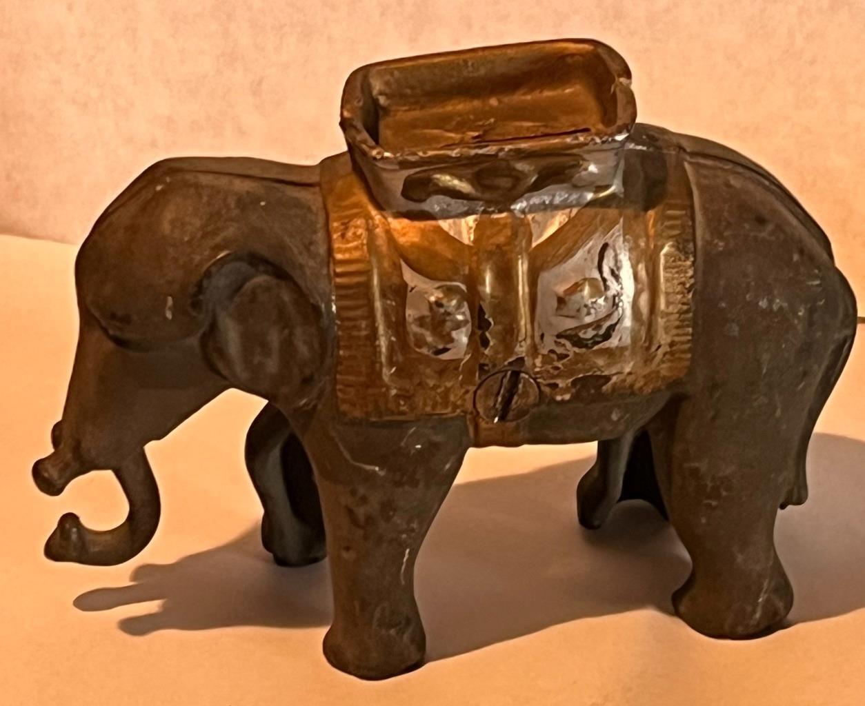 1905-20 A.C. Williams Cast Iron Elephant With Swinging Trunk Mechanical Bank