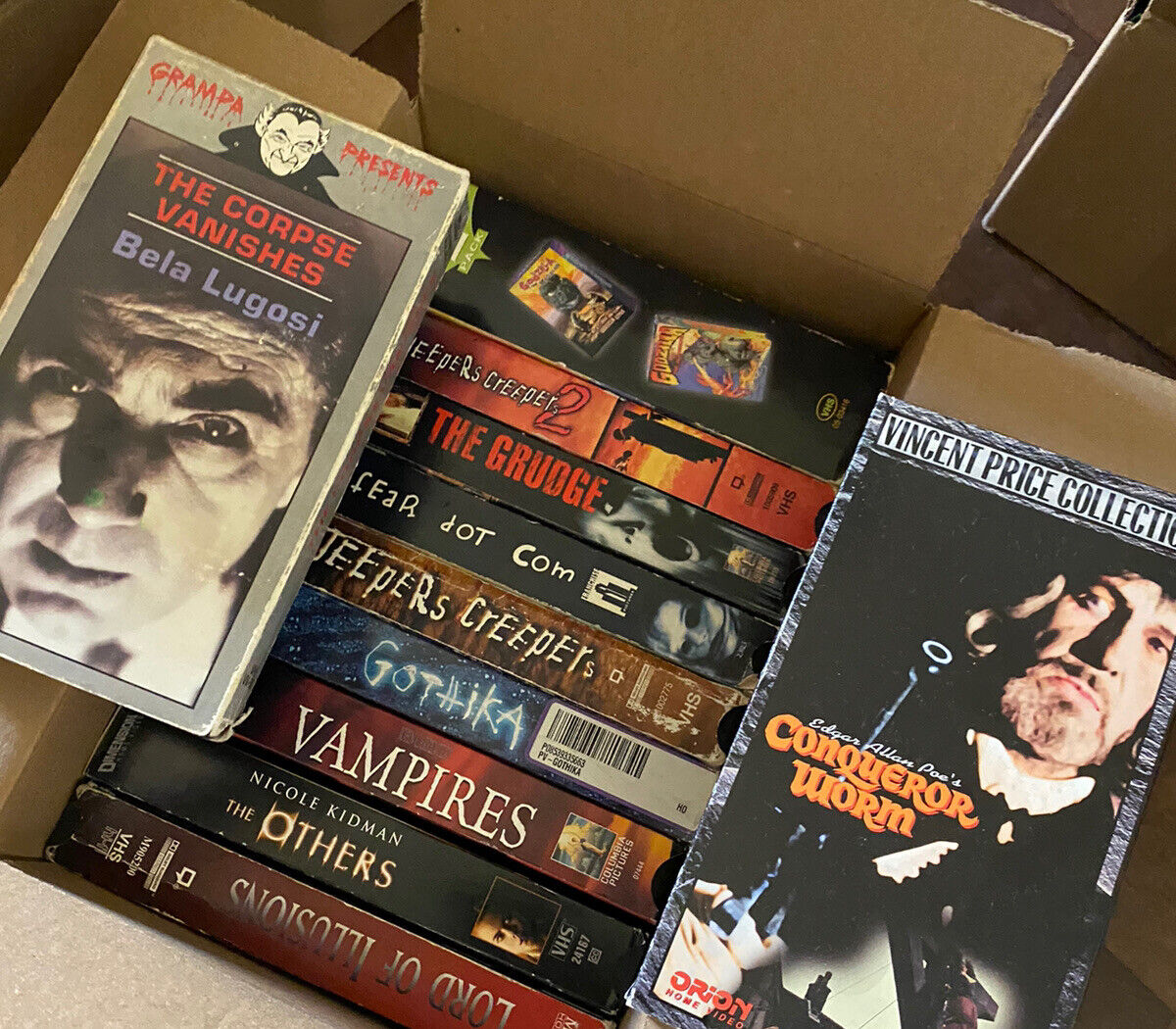 Lot Of 12 vintage horror movies VHS tapes Monster Scary Rare Out Of Print VCR