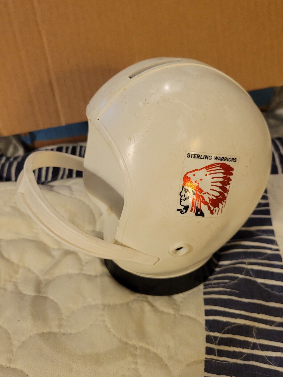 STERLING VA WARRIORS HS Vtg 1960s Loyal Gift Prod Football Helmet Bank 1st Natl 