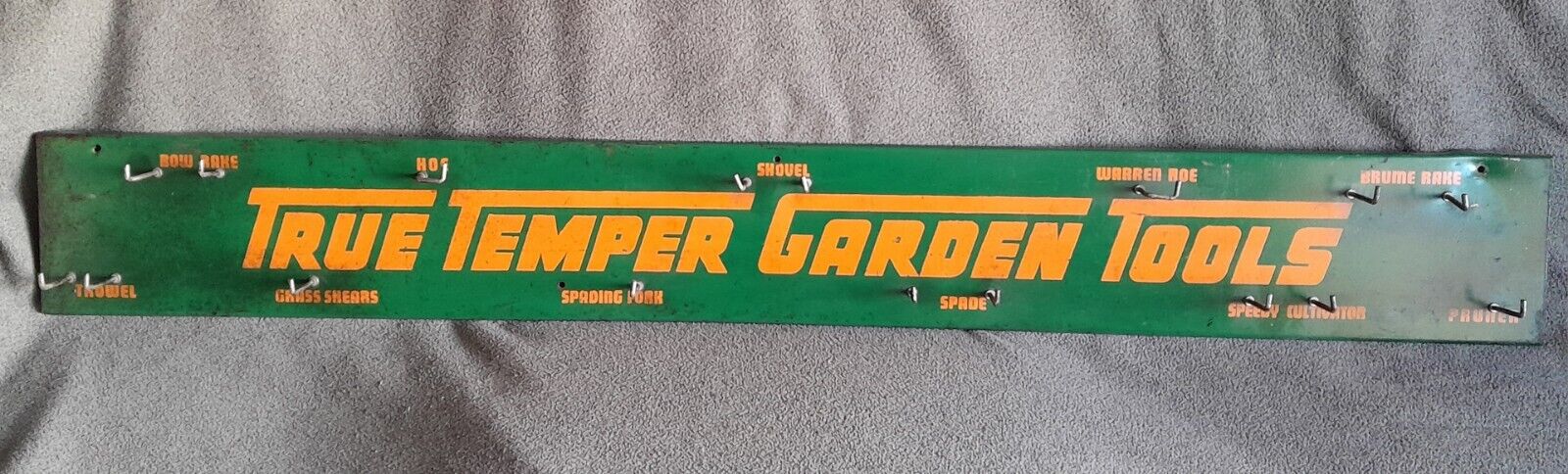 Rare Steel Vintage True Temper Garden Tools Storage Rack Advertising Sign VG+