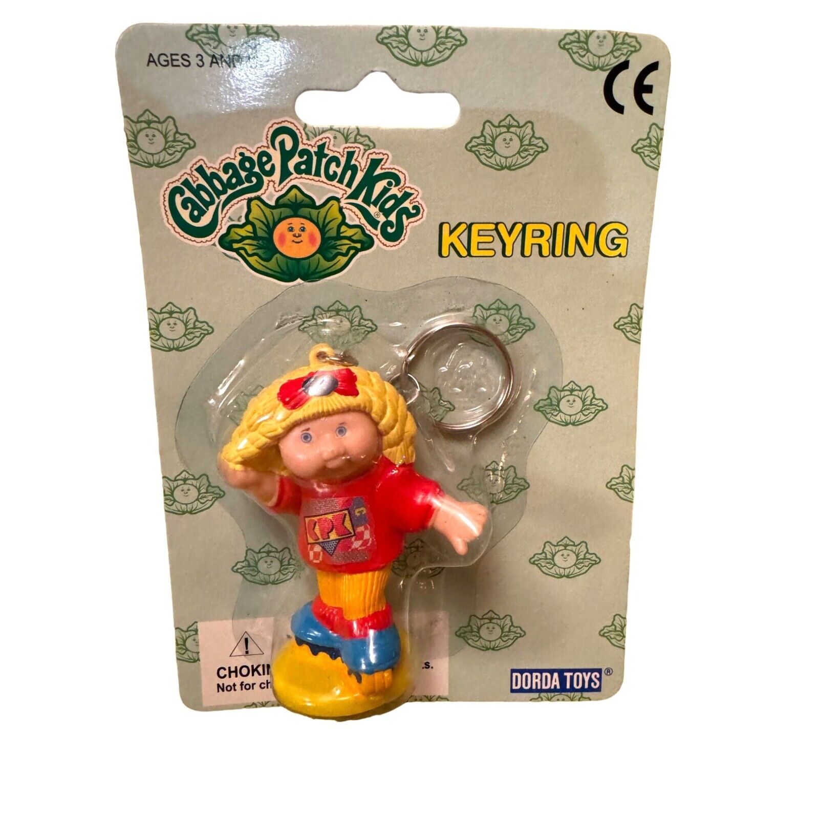 Vintage 1997 Cabbage Patch Keychain- Rollerblader in Red- New in package