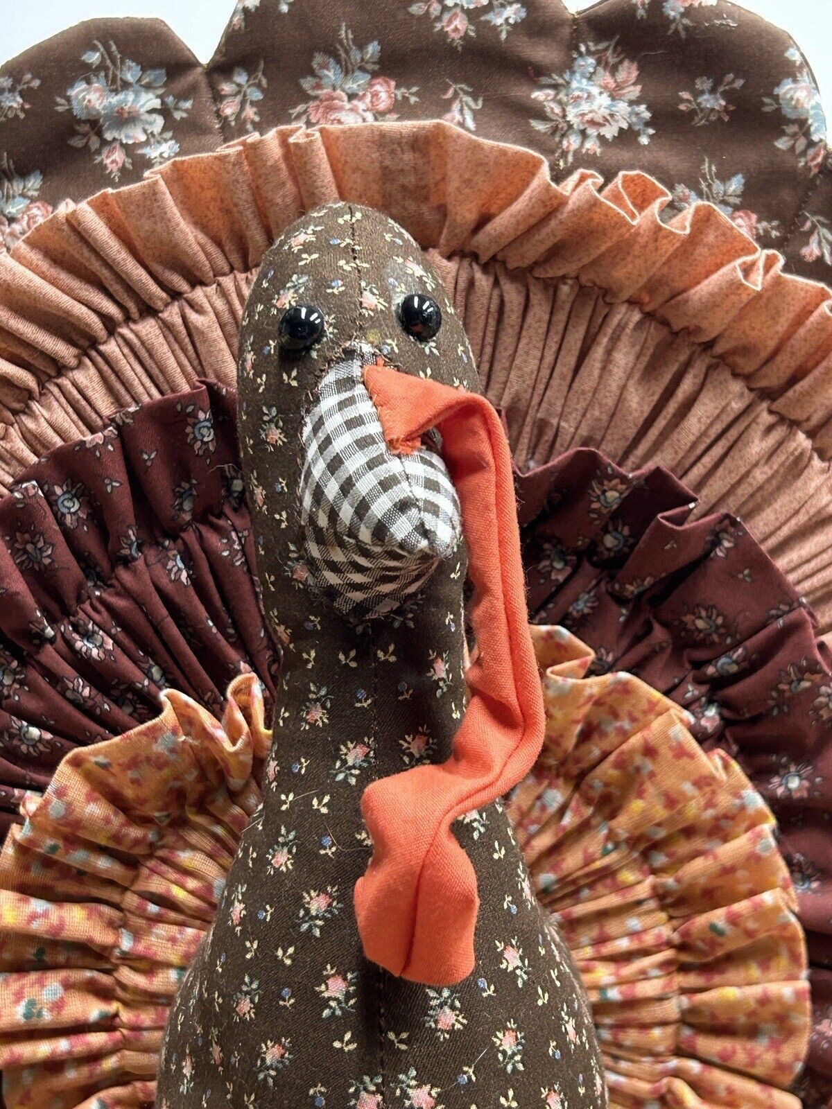 Vintage Fabric Turkey Thanksgiving Centerpiece Decor Gobble Retro