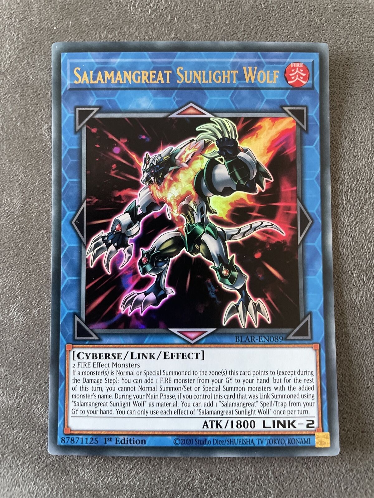 BLAR-EN089 Salamangreat Sunlight Wolf Yu-Gi-Oh Card Ultra Rare 1st Edition
