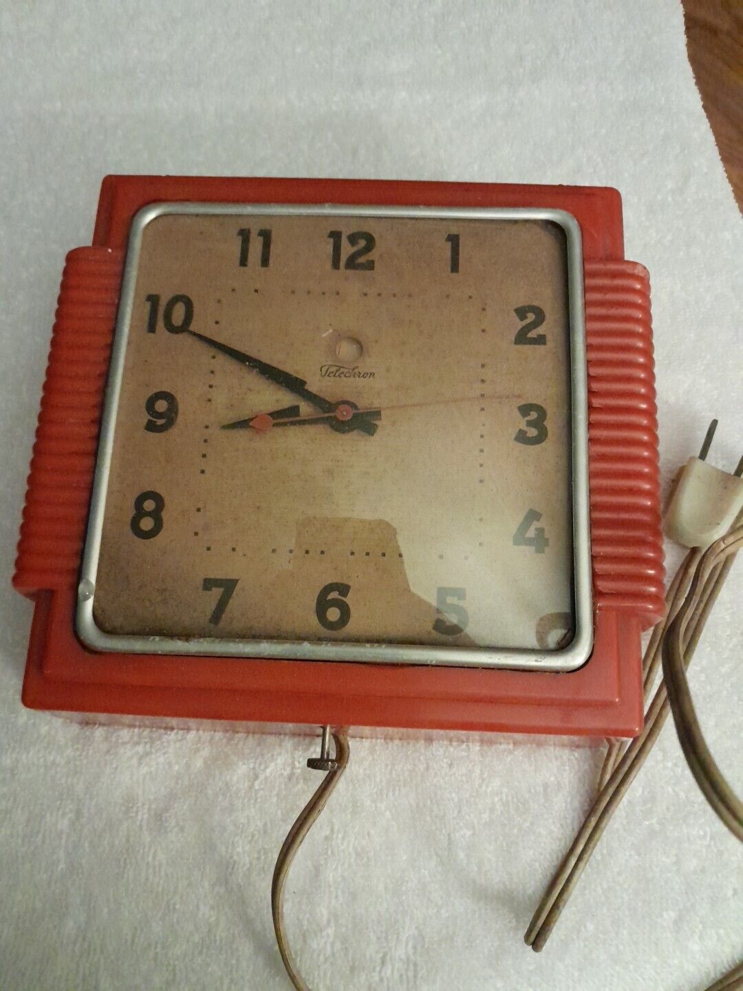 RARE VTG 1940s Telechron Electric Wall Clock 