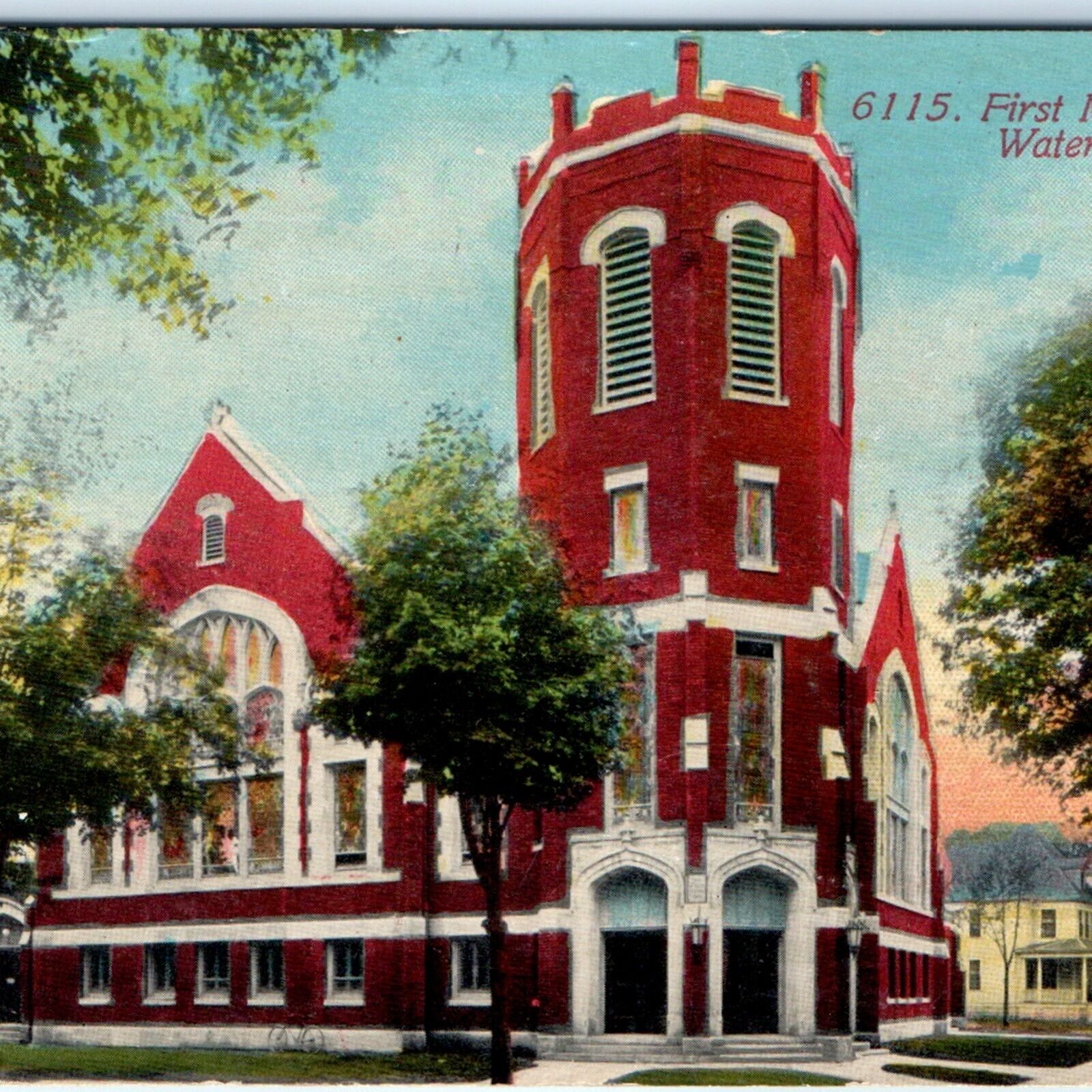 c1910s Waterloo, IA First Methodist Episcopal ME Church Litho Photo Postcard A61