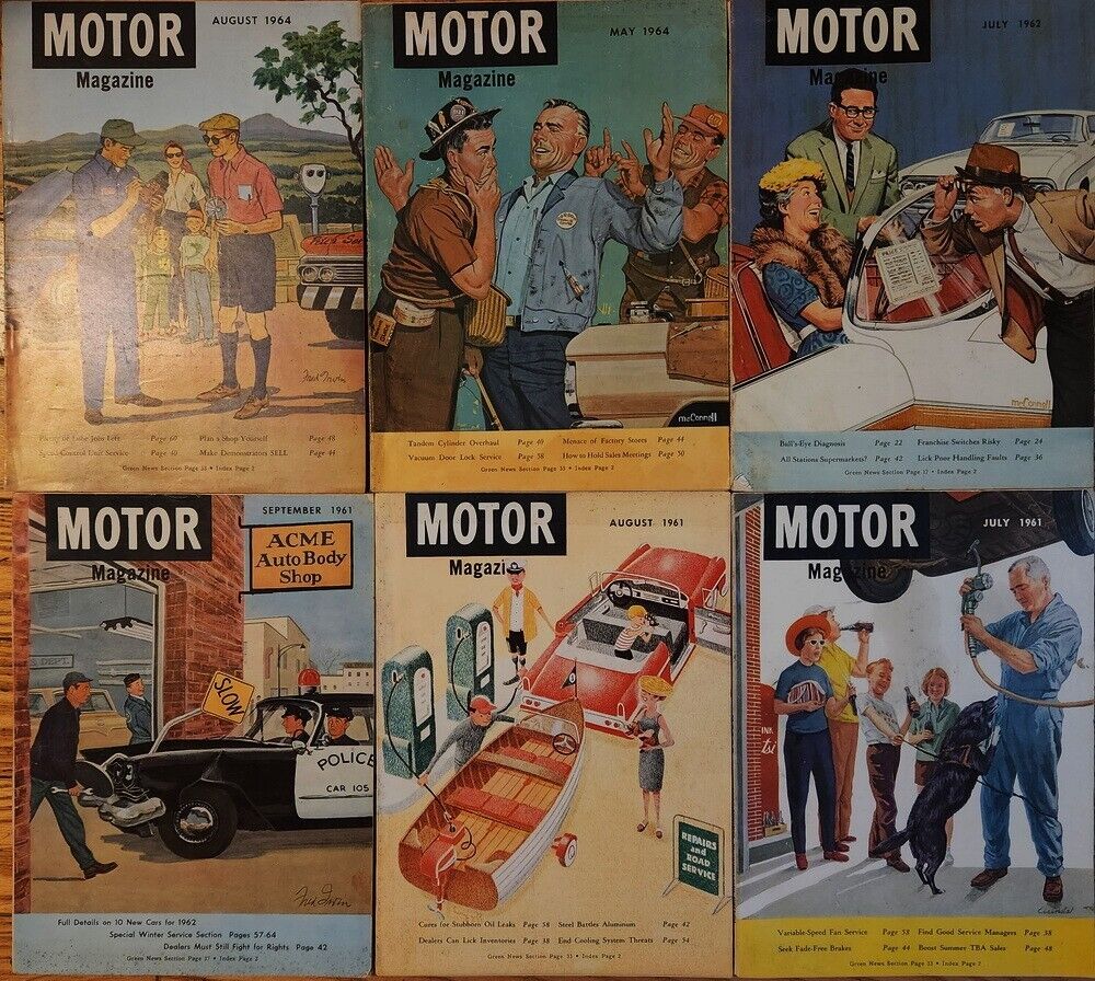 Group of 6 Motor Magazines; July, August, Sept 1961; July 1962, May & Aug 1964
