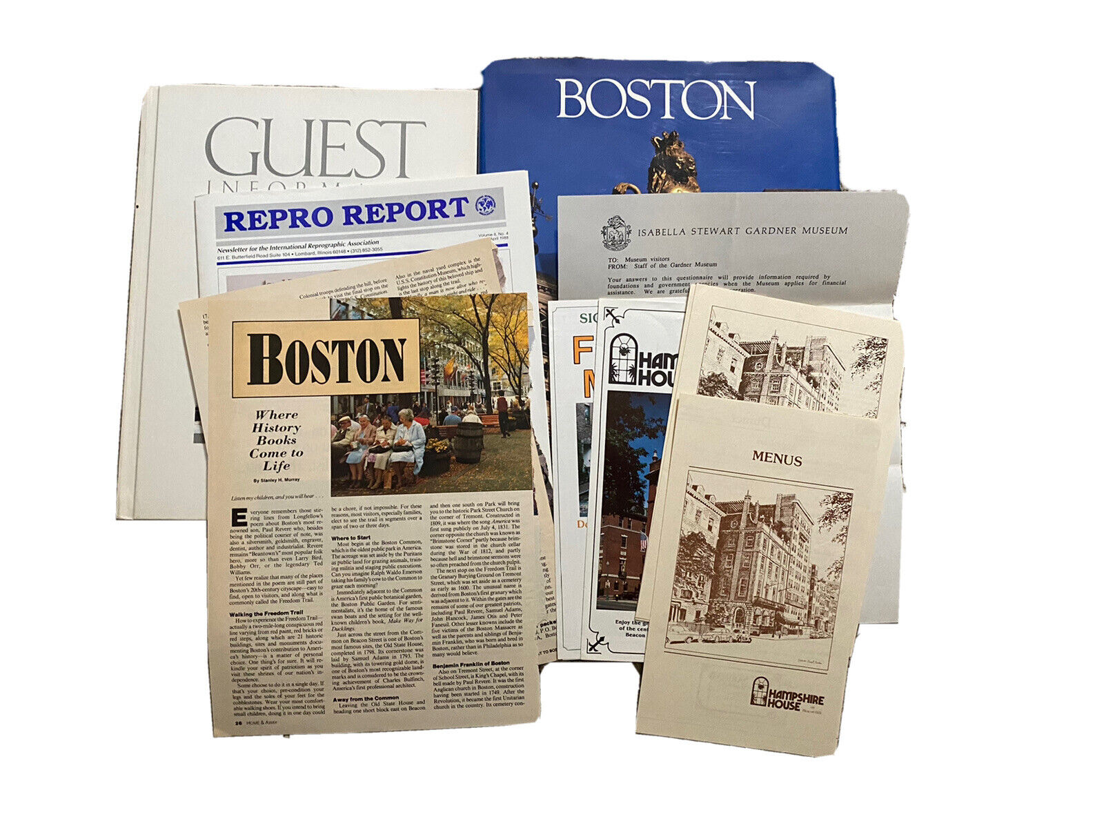 VTG 80s 90s Boston Tourism Brochures/Catalogues/Books/Map Hampshire House Photos