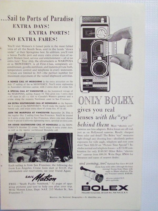 1960 Bolex Movie Camera Lenses Magazine Print Advertisement Page