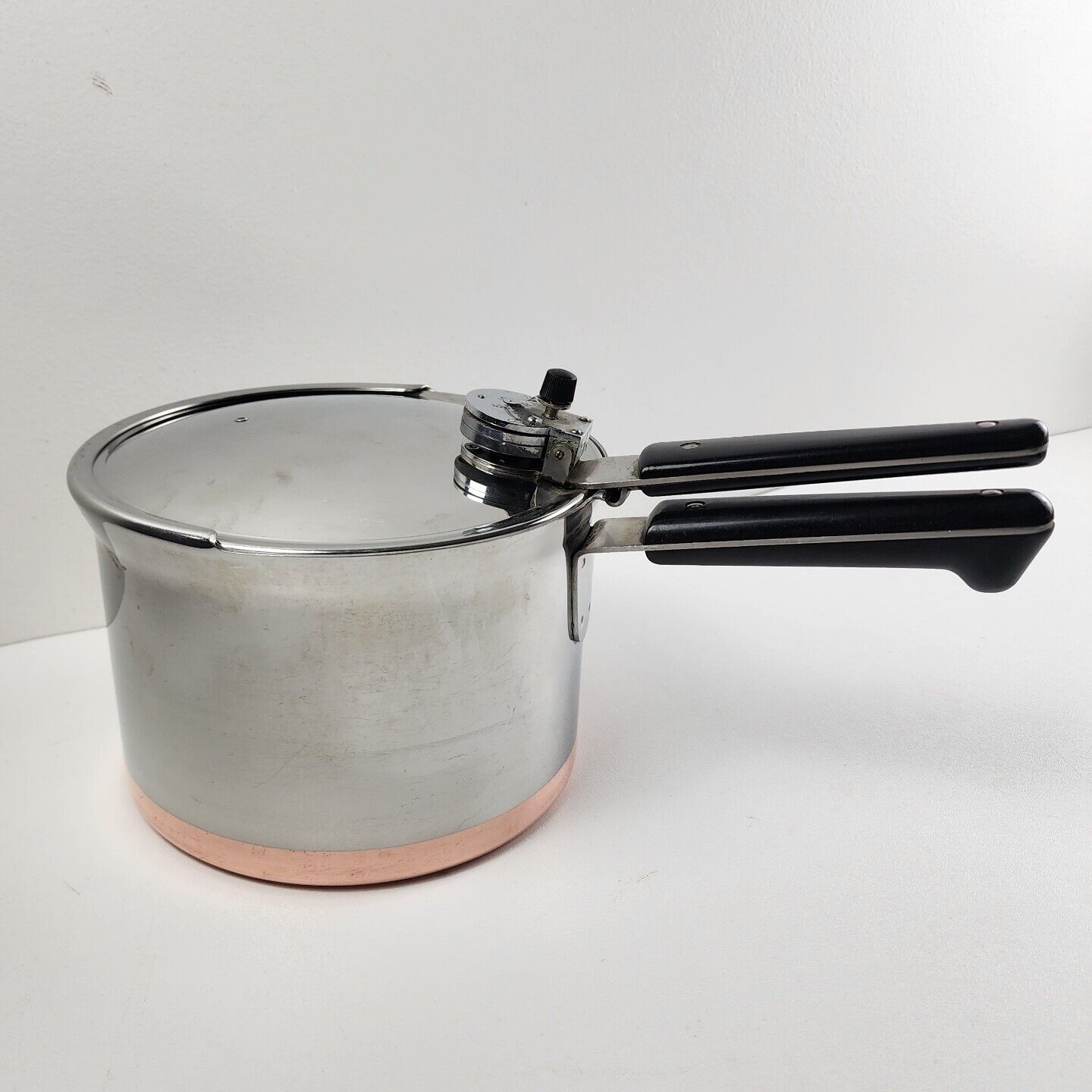 Vintage Revere Ware 1801 Pressure Cooker 4 qt Pot Copper Bottom w/ Rubber Gasket