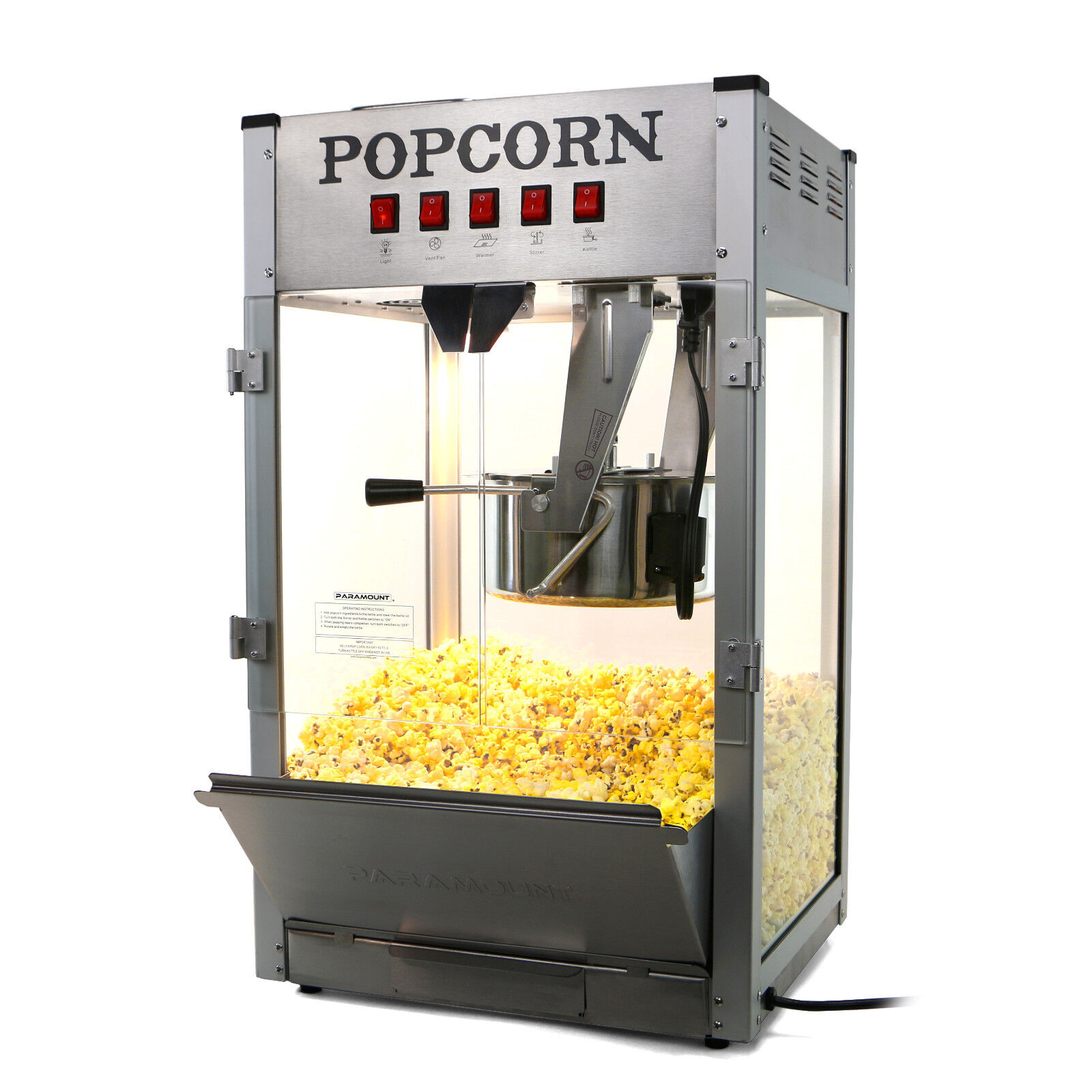 Paramount 16oz Commercial Popcorn Maker Machine - 16 oz Kettle Popper [Silver]
