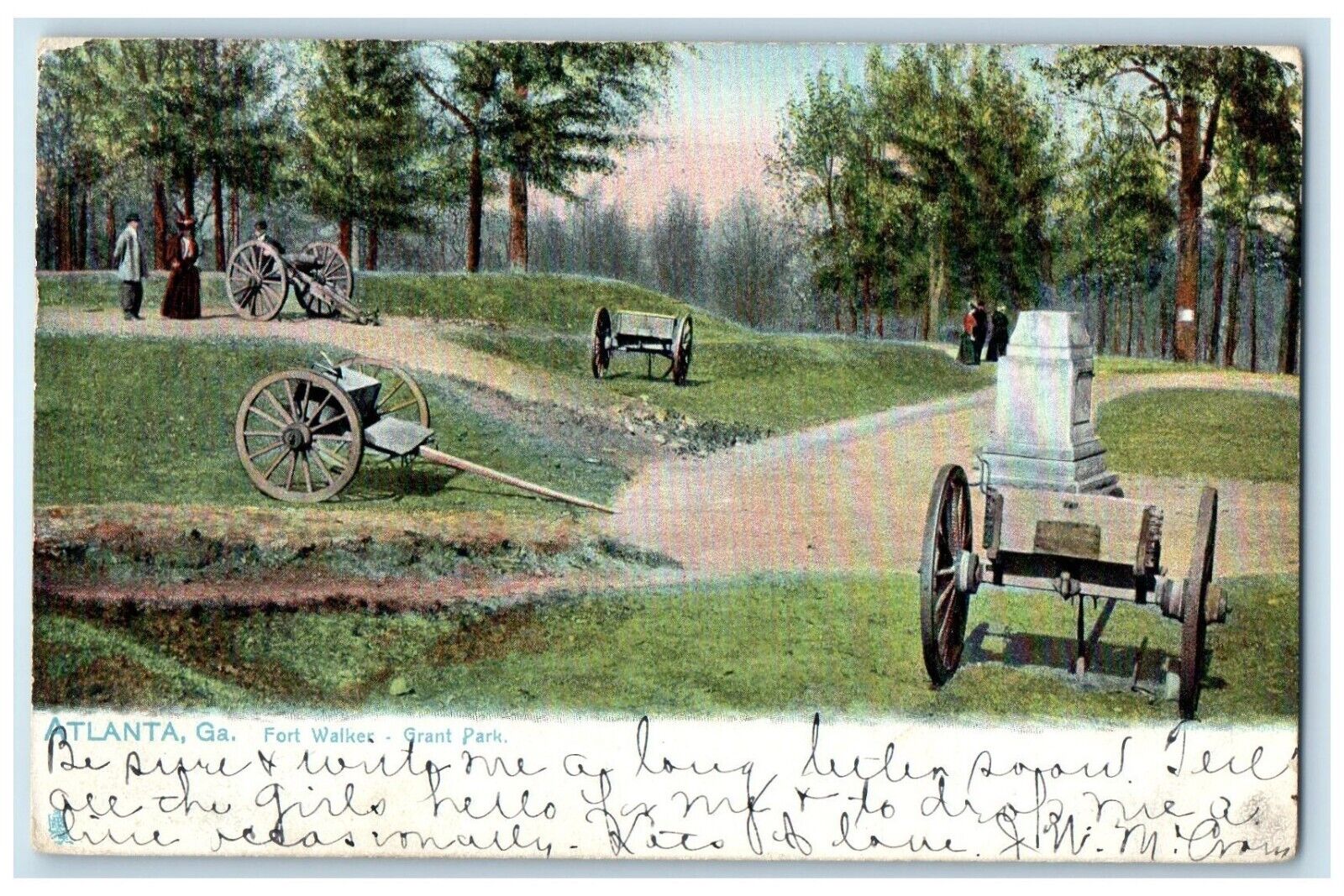 1908 Fort Walkers Grant Park Wagon Atlanta Georgia GA Tuck\'s Antique Postcard