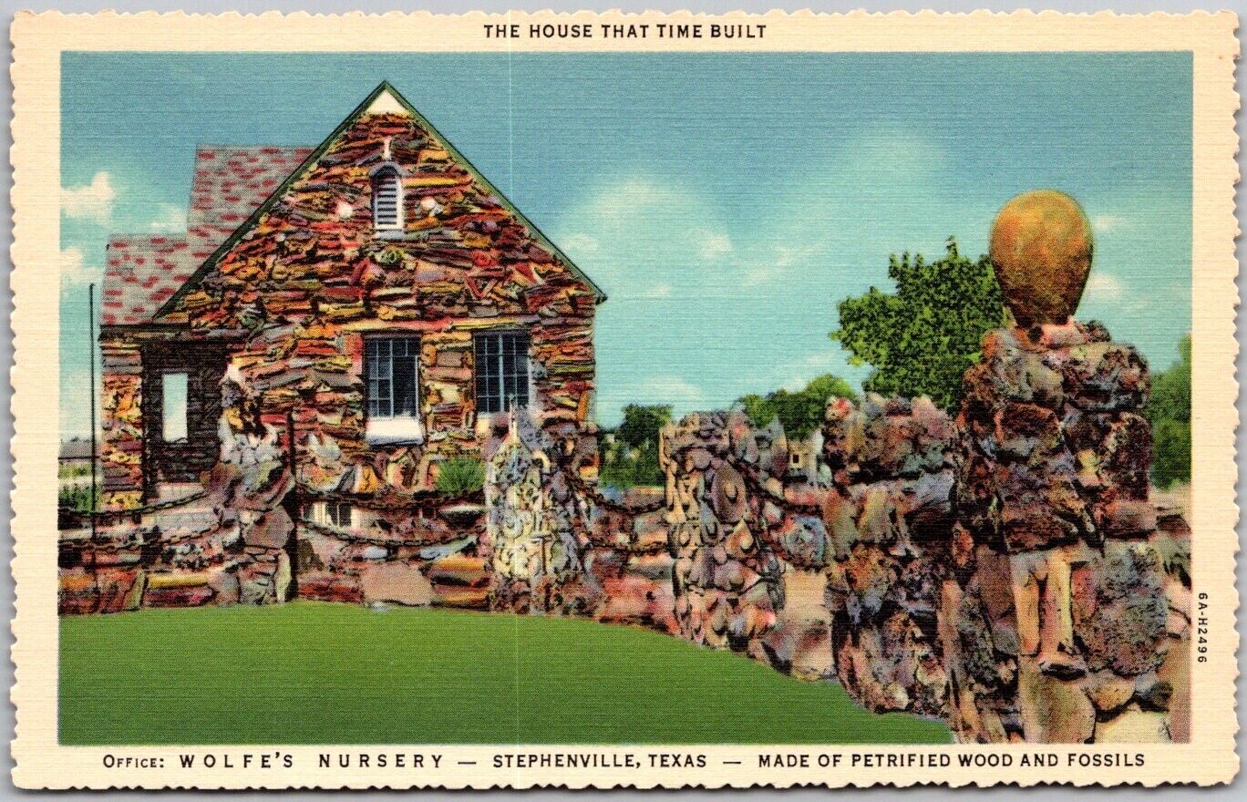 Vintage Postcard: Wolfe\'s Nursery - Stephenville, TX - Petrified Wood A24