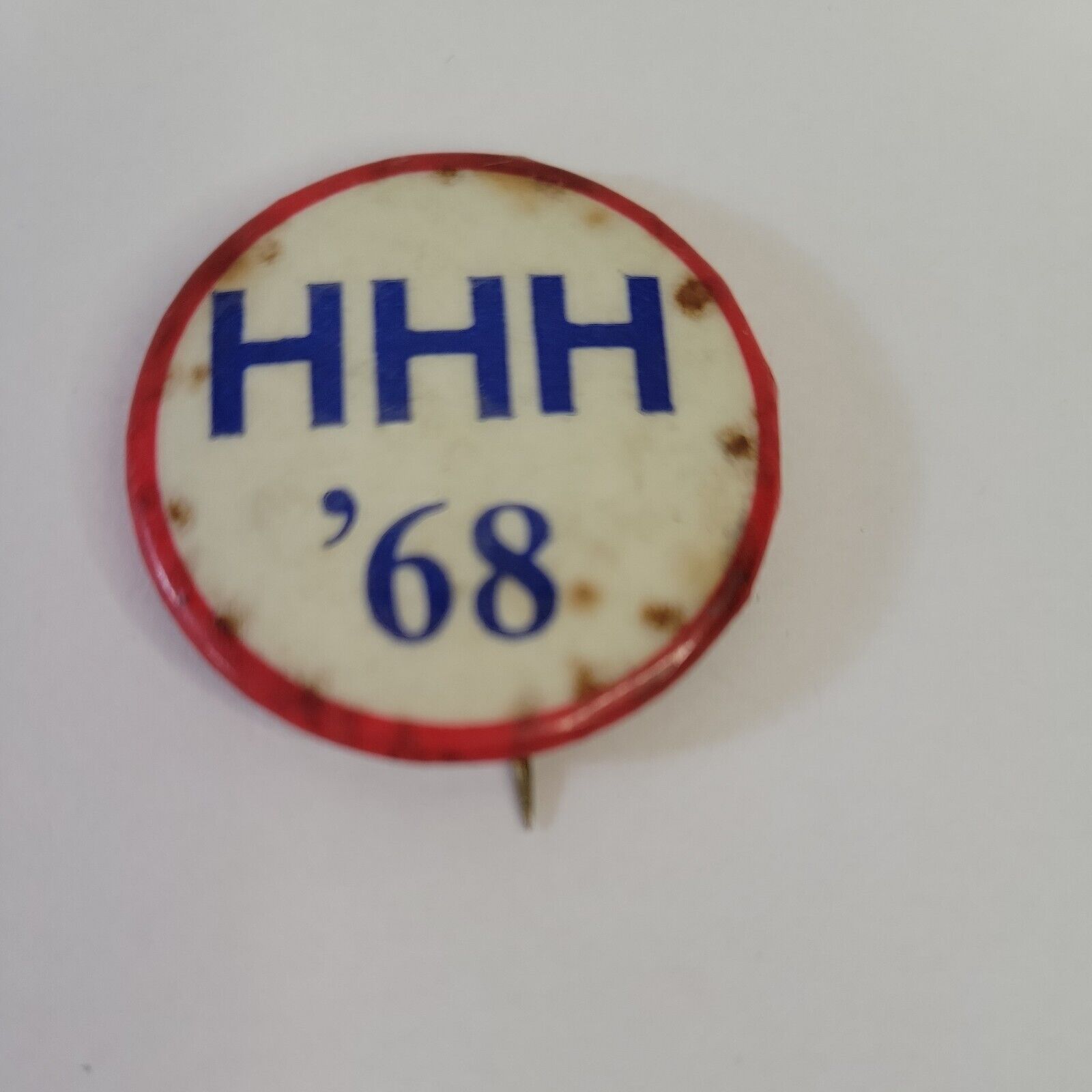 HHH ‘68 Pin Back Button Presidential Hubert H. Humphrey 1 1/4” Across.
