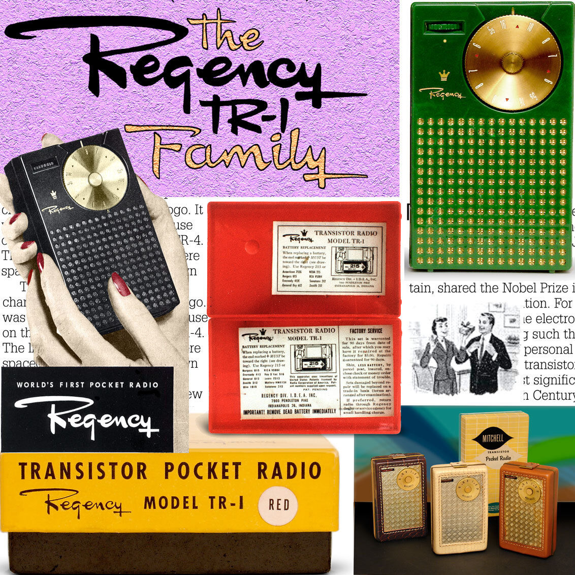 Regency TR-1 world\'s first transistor radio color book with history, facts & pix