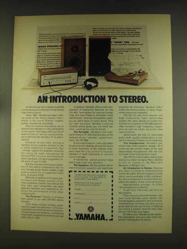 1976 Yamaha CR-450 Receiver & YP-450 Turntable Ad