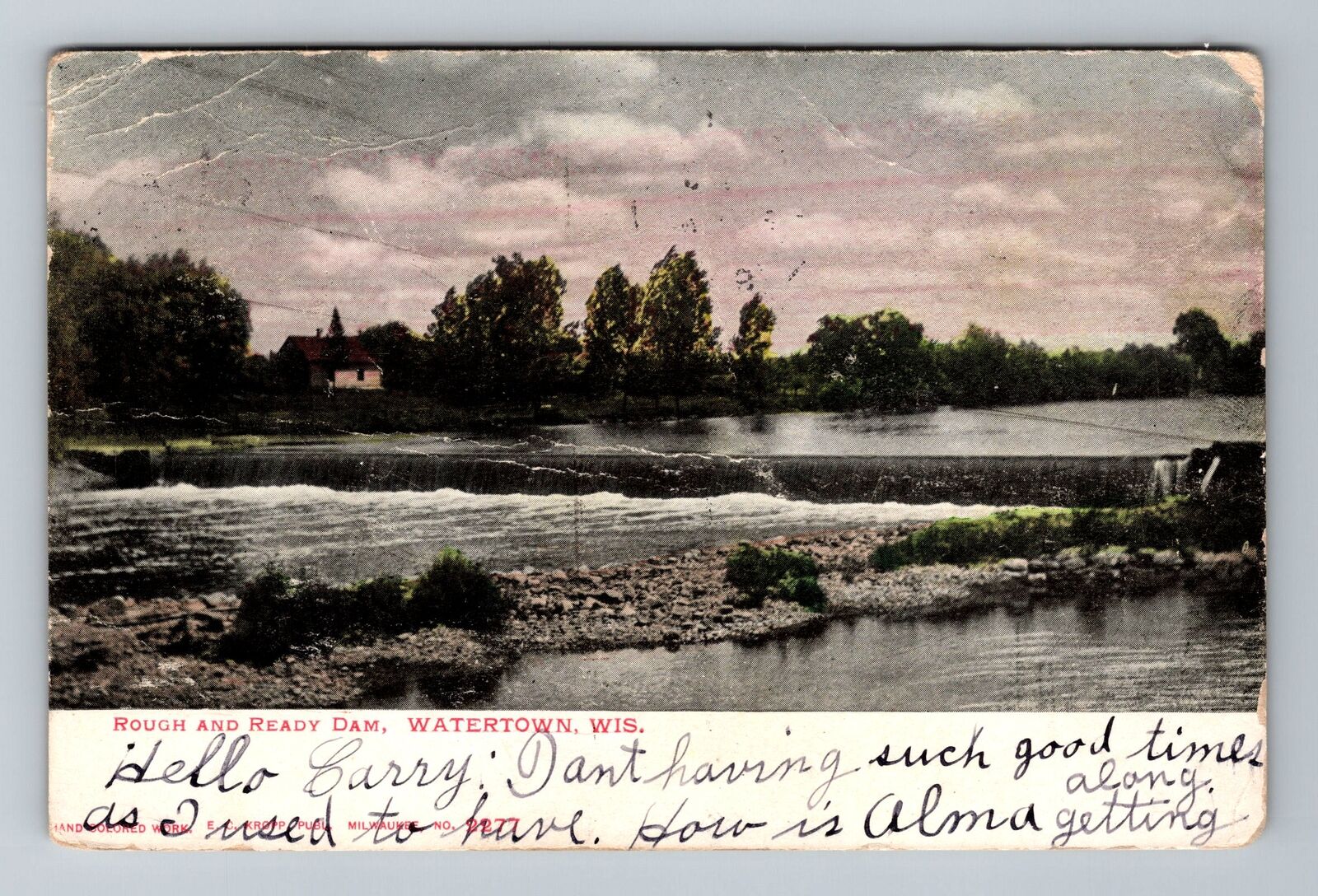 Watertown WI-Wisconsin, Rough & Ready Dam, c1906, Vintage Postcard