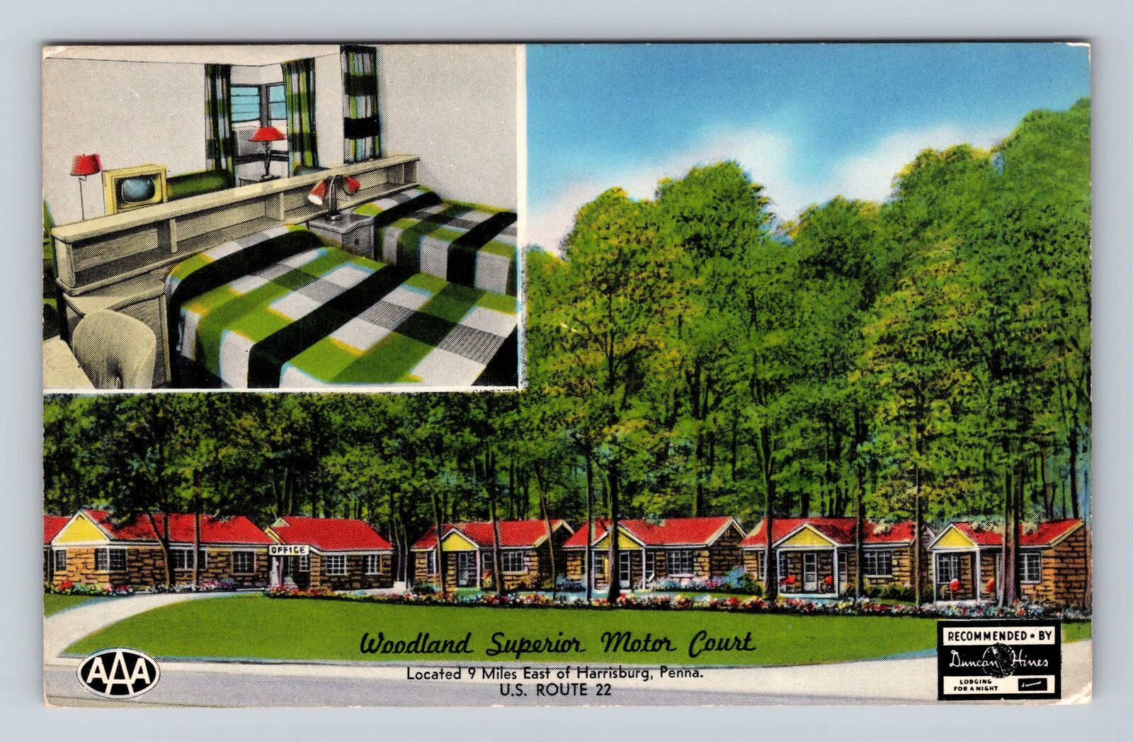 Harrisburg PA-Pennsylvania, Woodland Superior Motor Court, Vintage Postcard