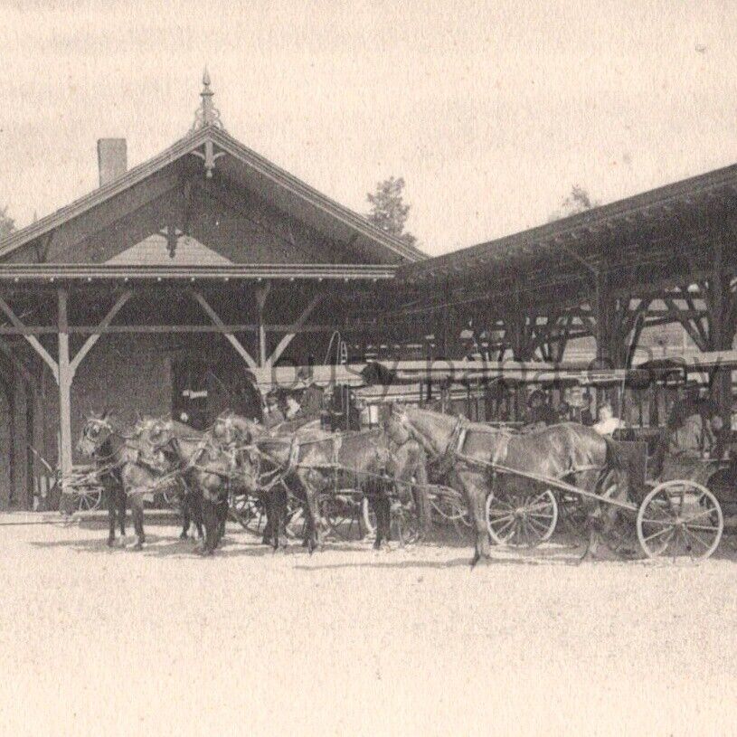 Antique 1905 DL & WRR Railroad Train Station Richfield Springs New York Postcard