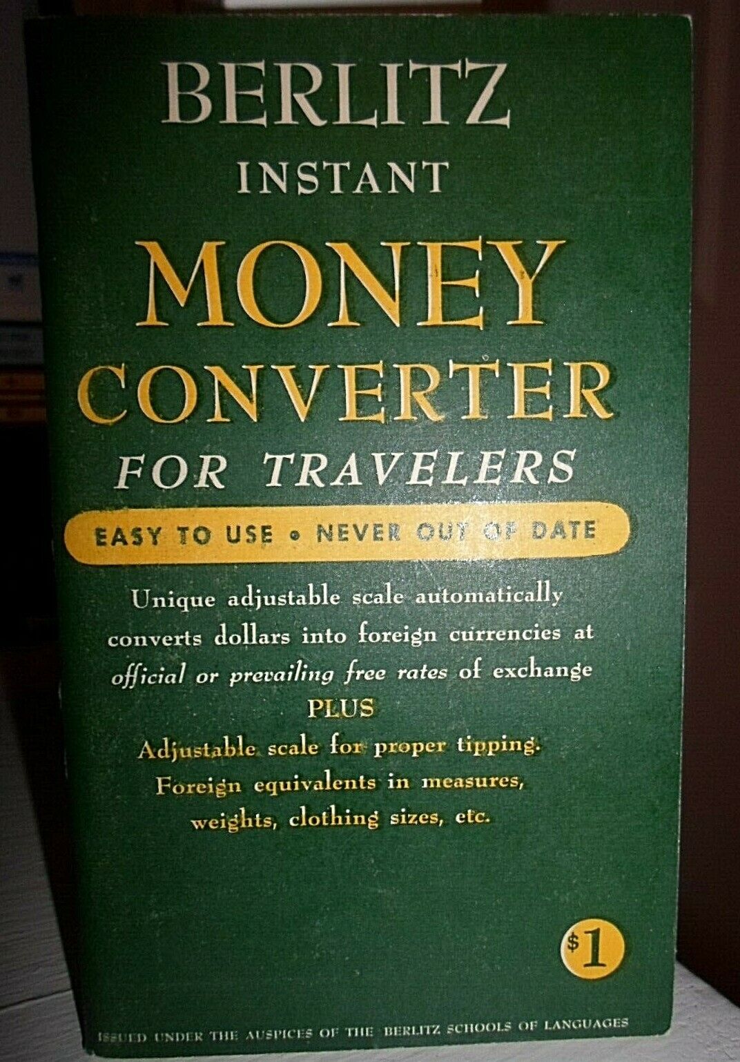 Vintage BERLITZ Instant Money Converter For Travelers 1960 \
