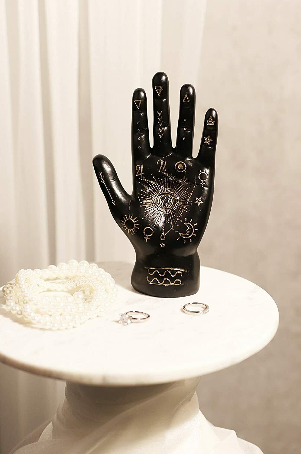 Ebros Psychic Fortune Teller Chirology Palmistry Hand Palm Figurine (Black)