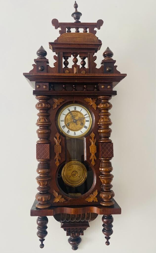 Spectacular Late 19th Century Keyhole Vienna Wall Clock