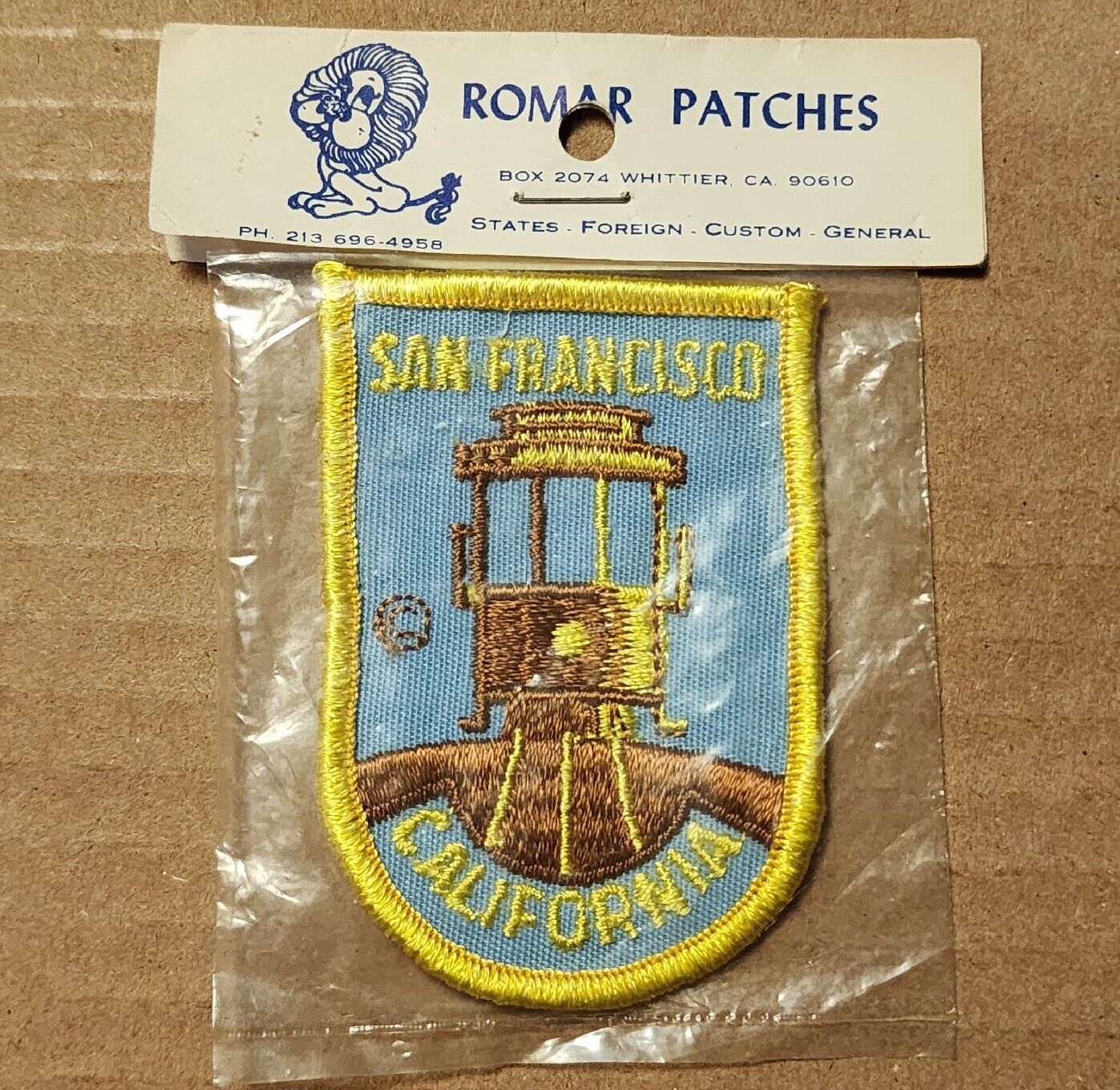 San Francisco CA Patch Vtg Travel Souvenir Romar Patches Cable Car Rare Blue 
