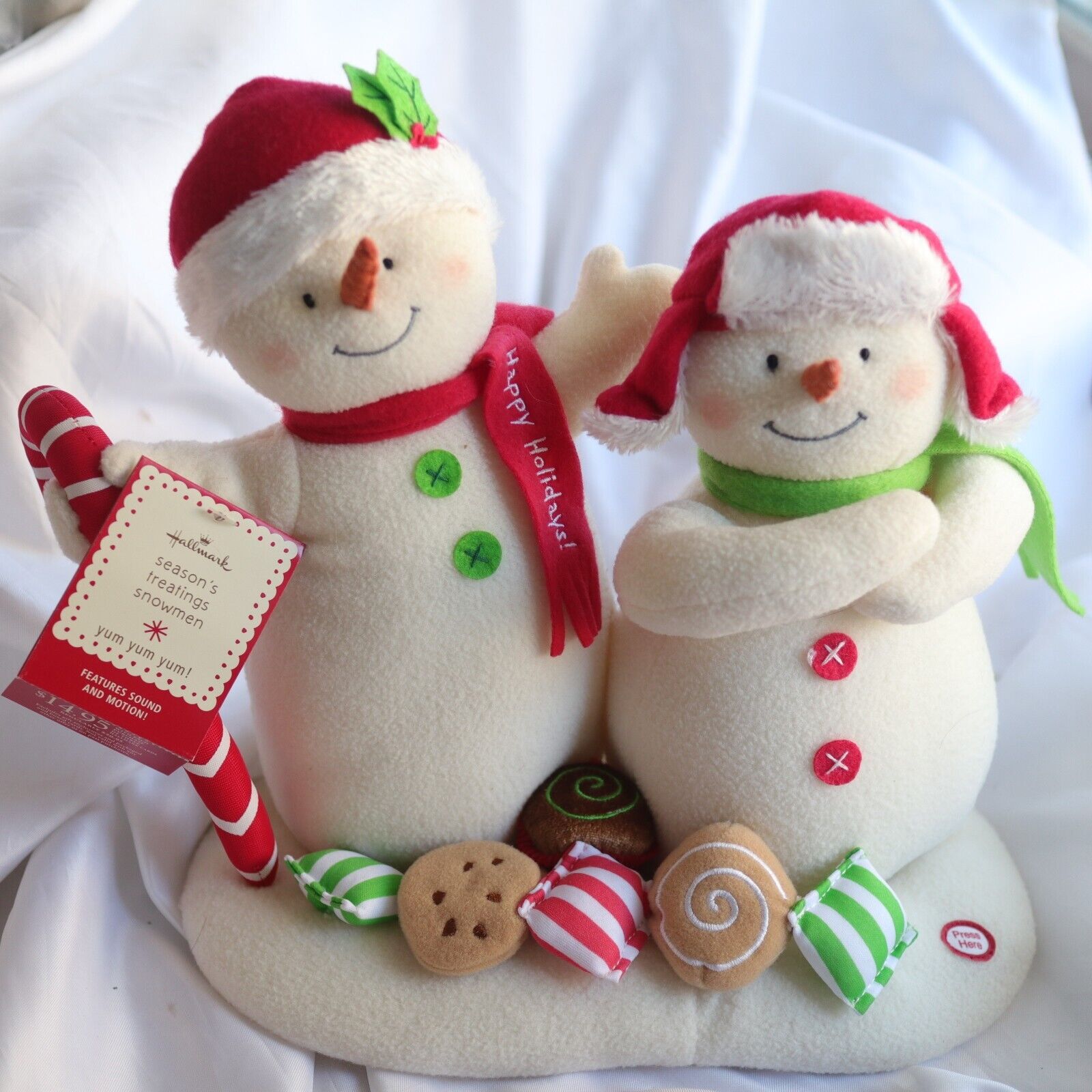 Hallmark Seasons Treatings Snowmen Jingle Pals Singing Motion Yum Yum Yum NWT