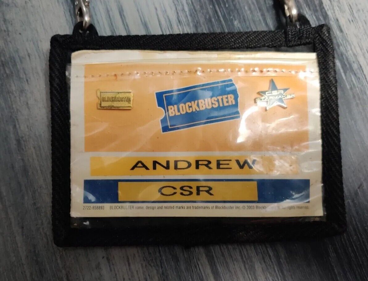 2000’s Blockbuster Video BBV Employee Name Tag, Lanyard, Authentic RARE
