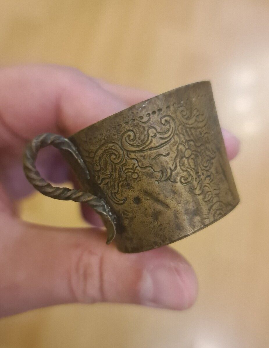 Antique Jeweish Cup Bronze Handmade Judaism Religion, 16th-17th Century
