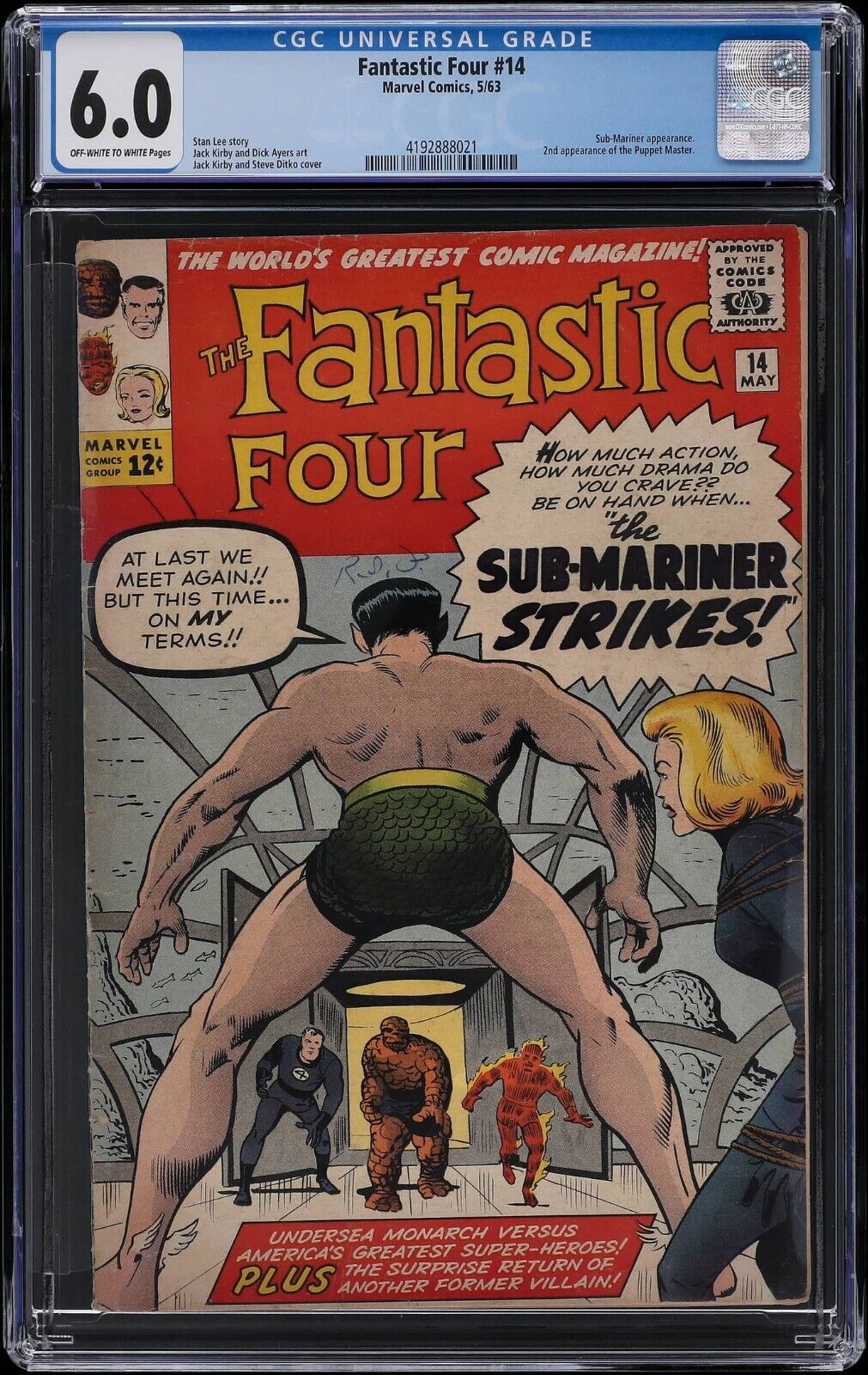1963 Marvel Fantastic Four #14 CGC 6.0 2nd Appearance of the Puppet Master