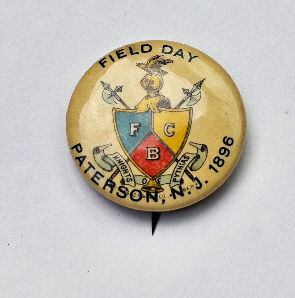 Knights of Pythias Field Day Paterson N.J. 1896 Pinback Whitehead & Hoag 1.25\