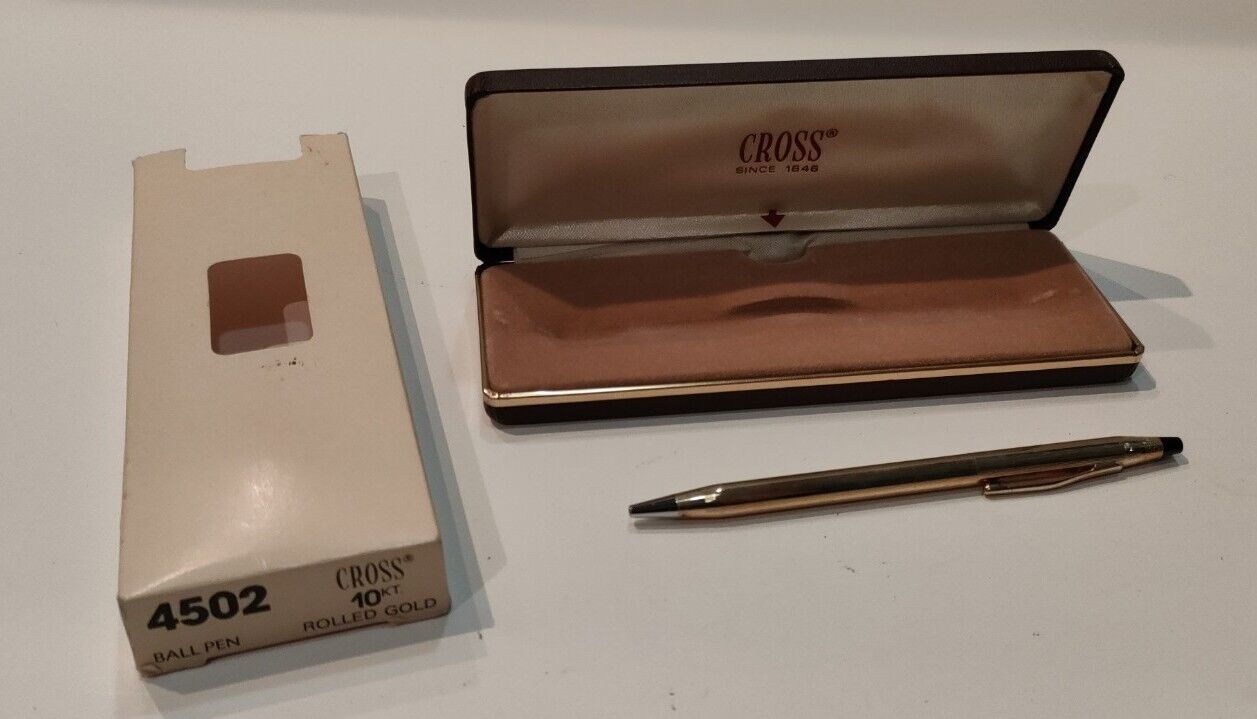Vintage CROSS 10kt Gold Filled/ Rolled 4502 Ballpoint Pen with Case
