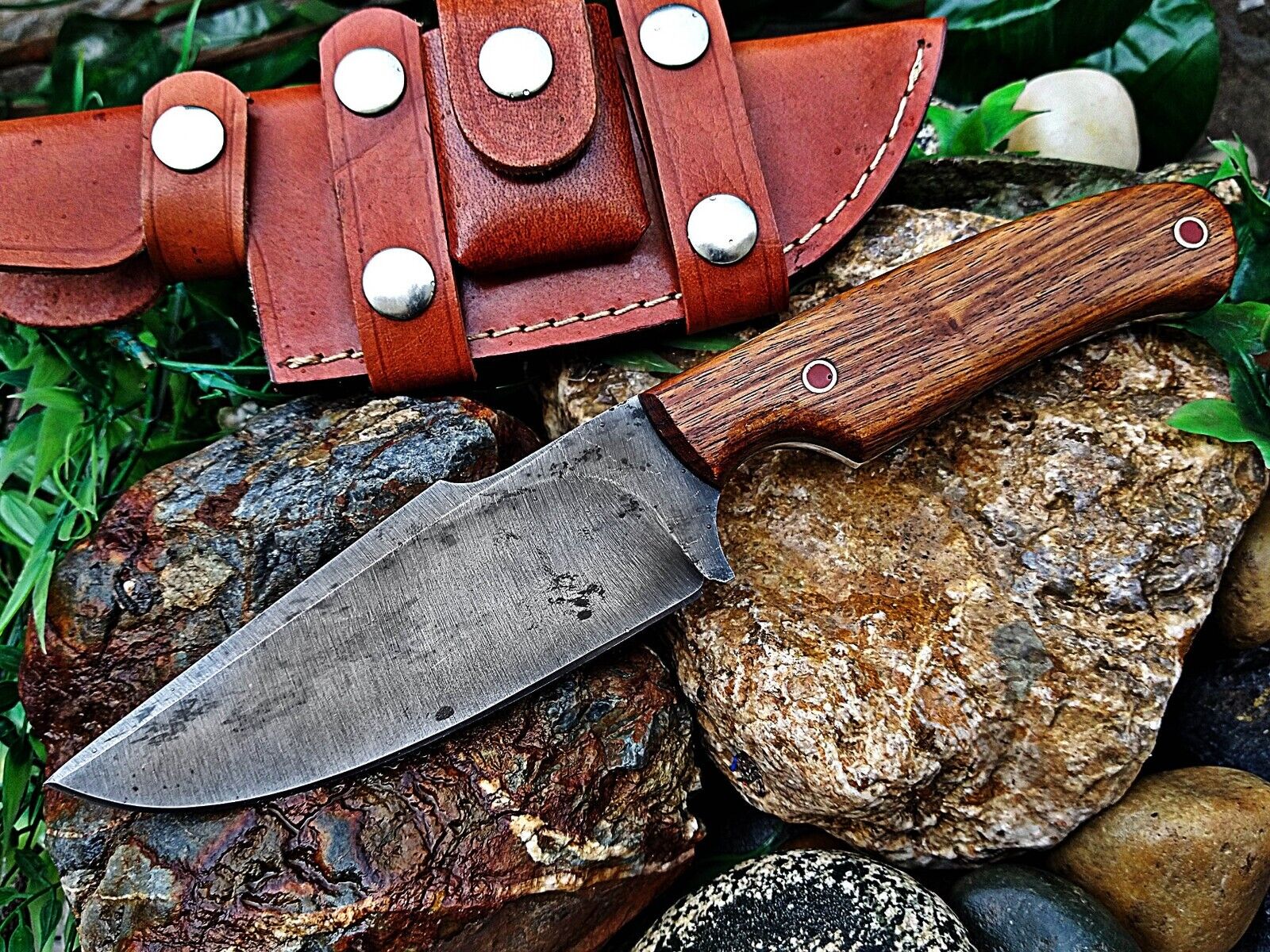 Custom Handmade 12c27 Steel Hunting Knife, Full tang, With  Leather Sheath  A1