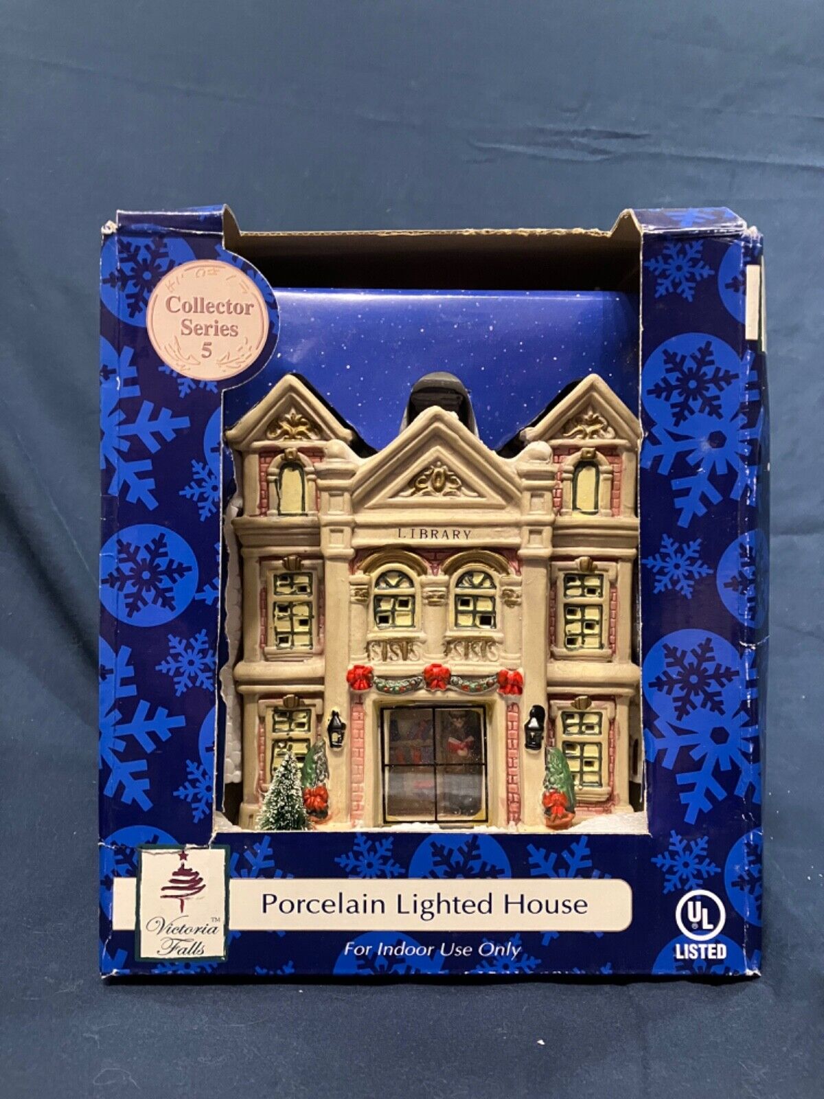 NEW Victoria Falls Series 5 Porcelain Lighted Library Christmas Village Miniatur