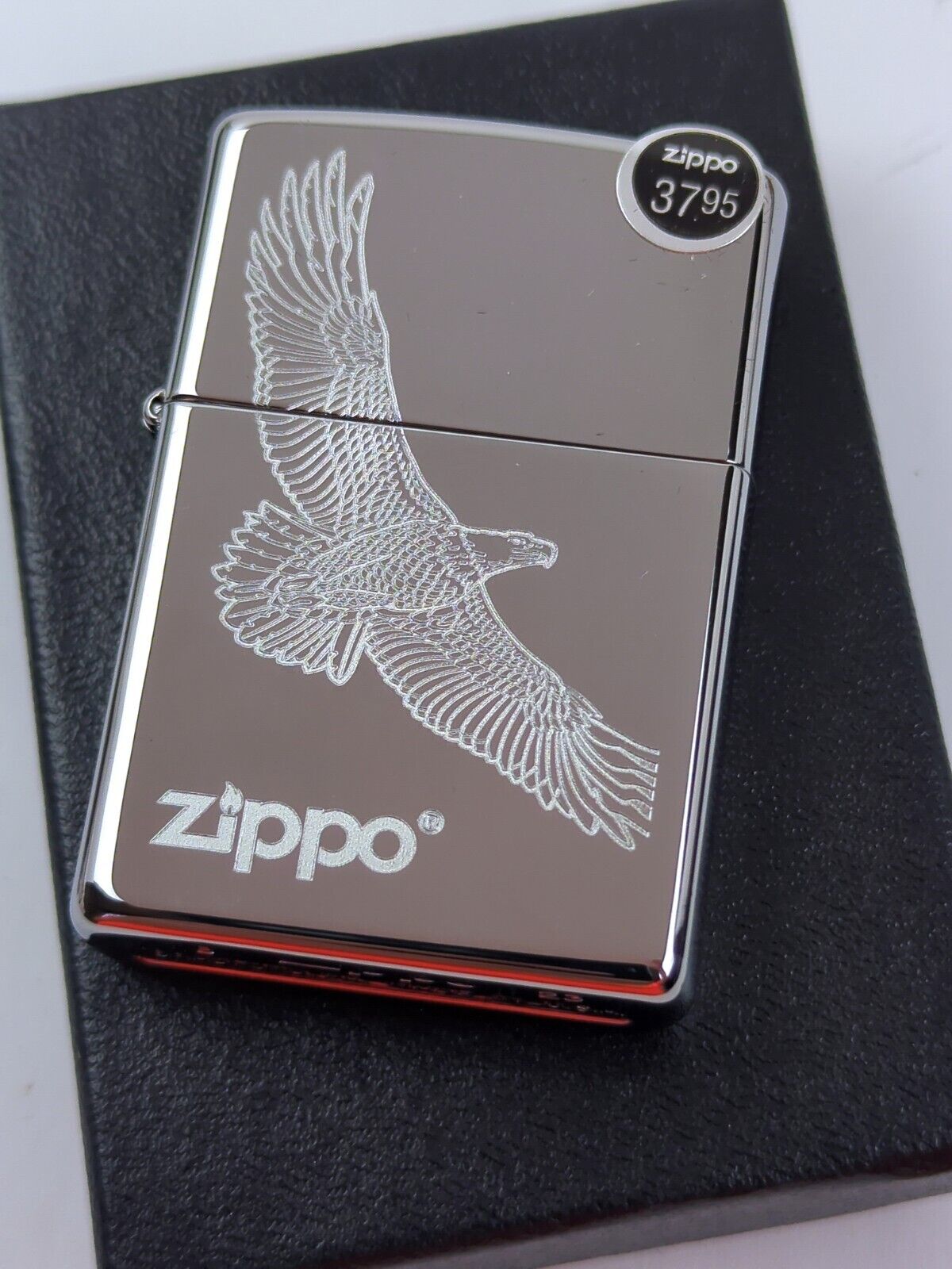 Zippo 79491 AMERICAN EAGLE ZIPPO on High Polish Chrome Lighter, FEB (B) 2023 NEW