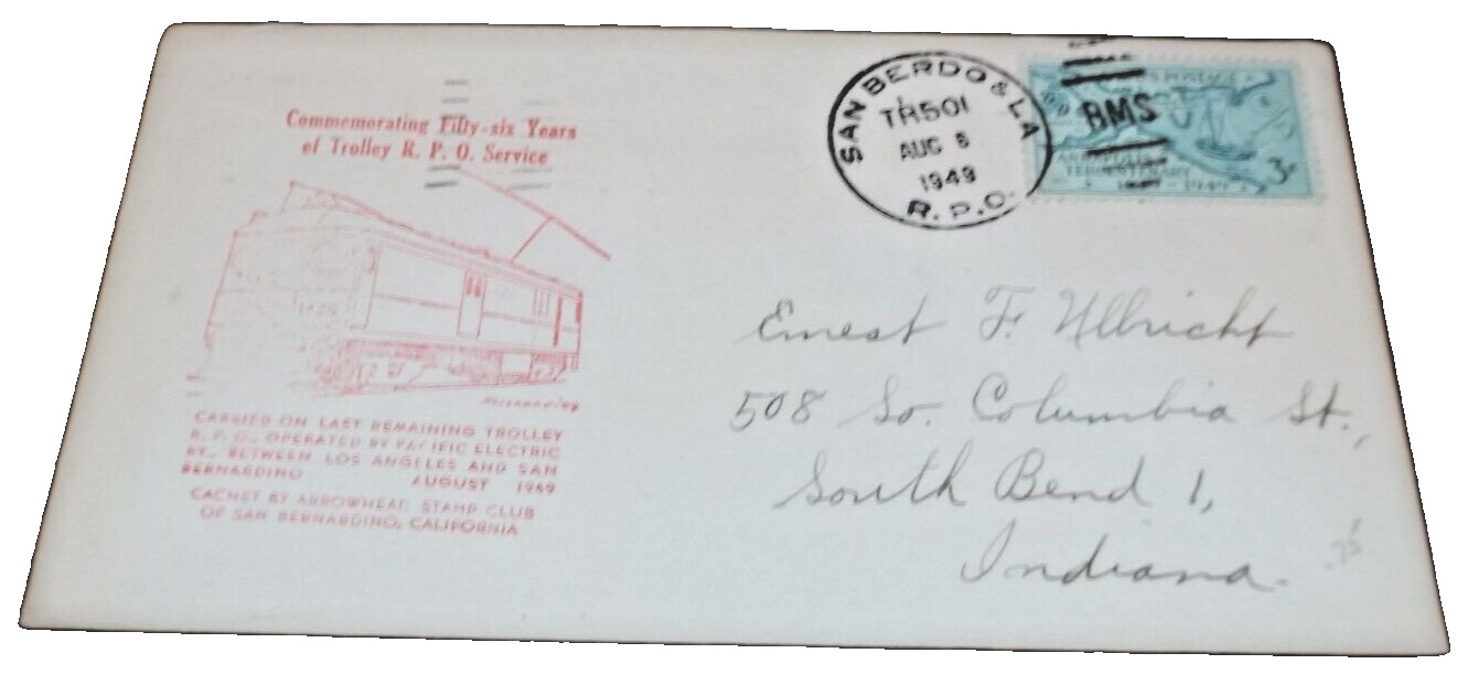 AUGUST 1949 PACIFIC ELECTRIC SAN BERNARDINO & LOS ANGELES RPO TRAIN 501 I