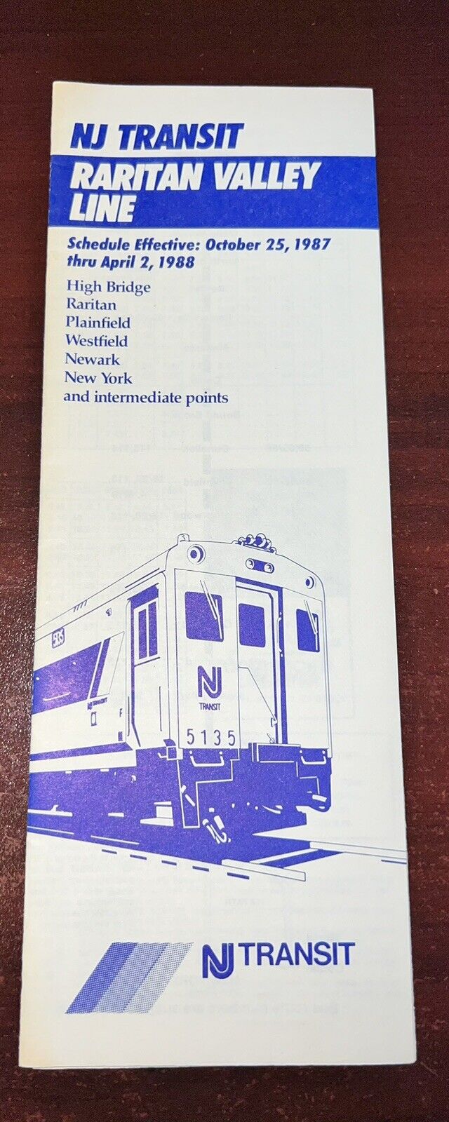 Vintage 1988 New Jersey NJ Transit Raritan Valley Line ￼