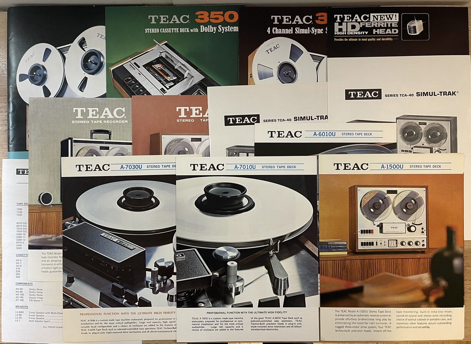 Vintage TEAC 1960s Advertisement Product Information Sheets Brochures - AMAZING