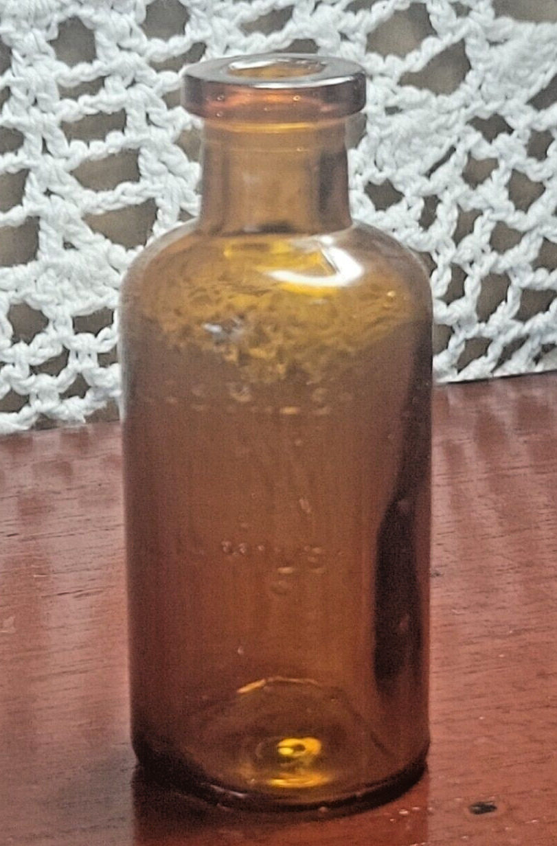 Antique Mid Century Amber Medicine Bottle