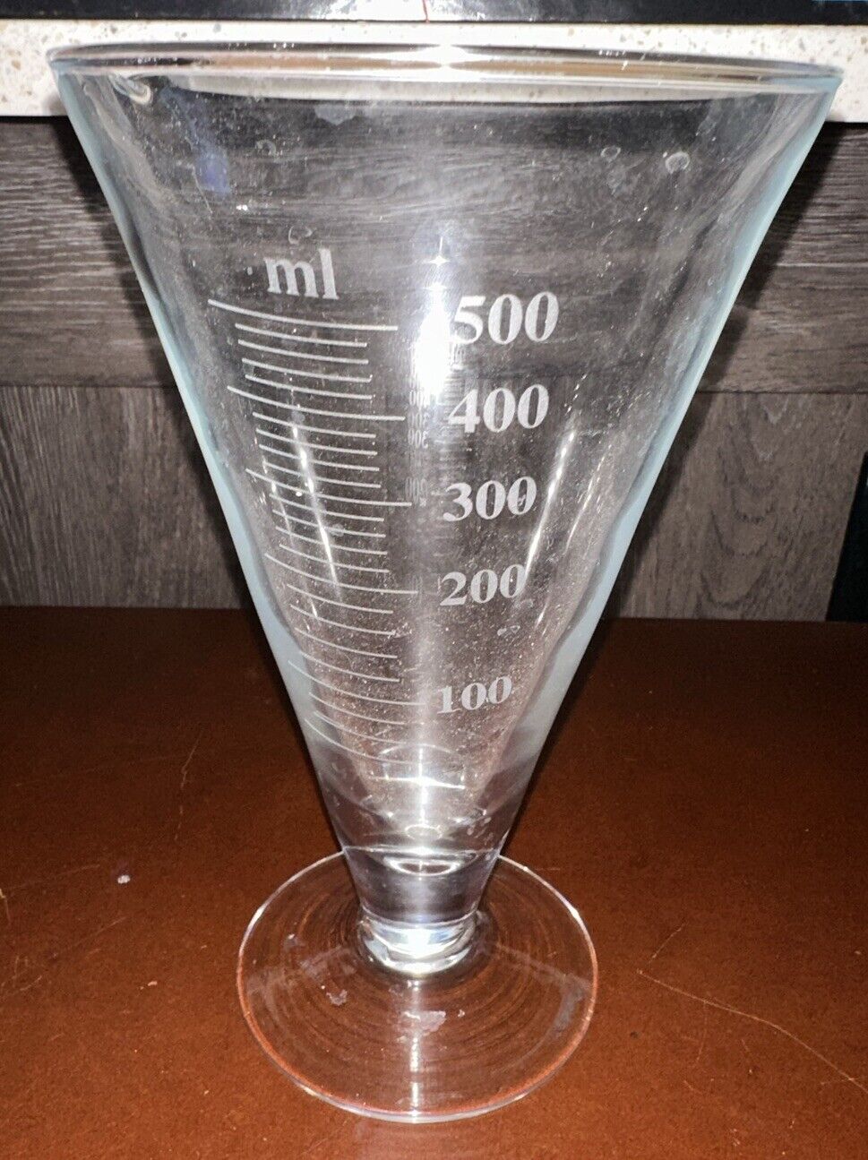Antique Victorian Apothecary Measuring Glass with Etched Measurements (ml)